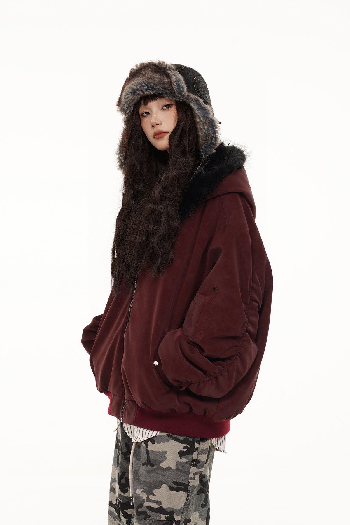 FREE CENTER Reversible Hooded Puffer Jacket