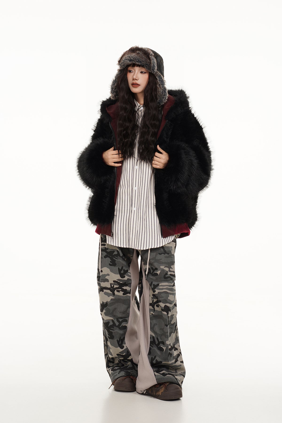 FREE CENTER Reversible Hooded Puffer Jacket