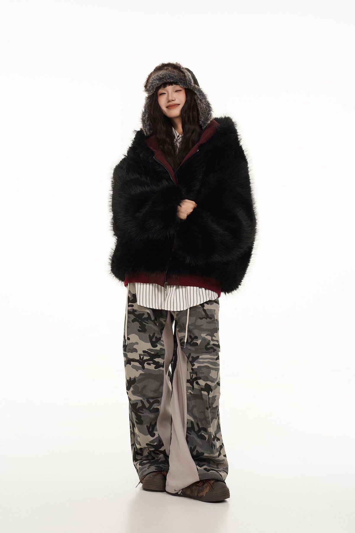 FREE CENTER Reversible Hooded Puffer Jacket