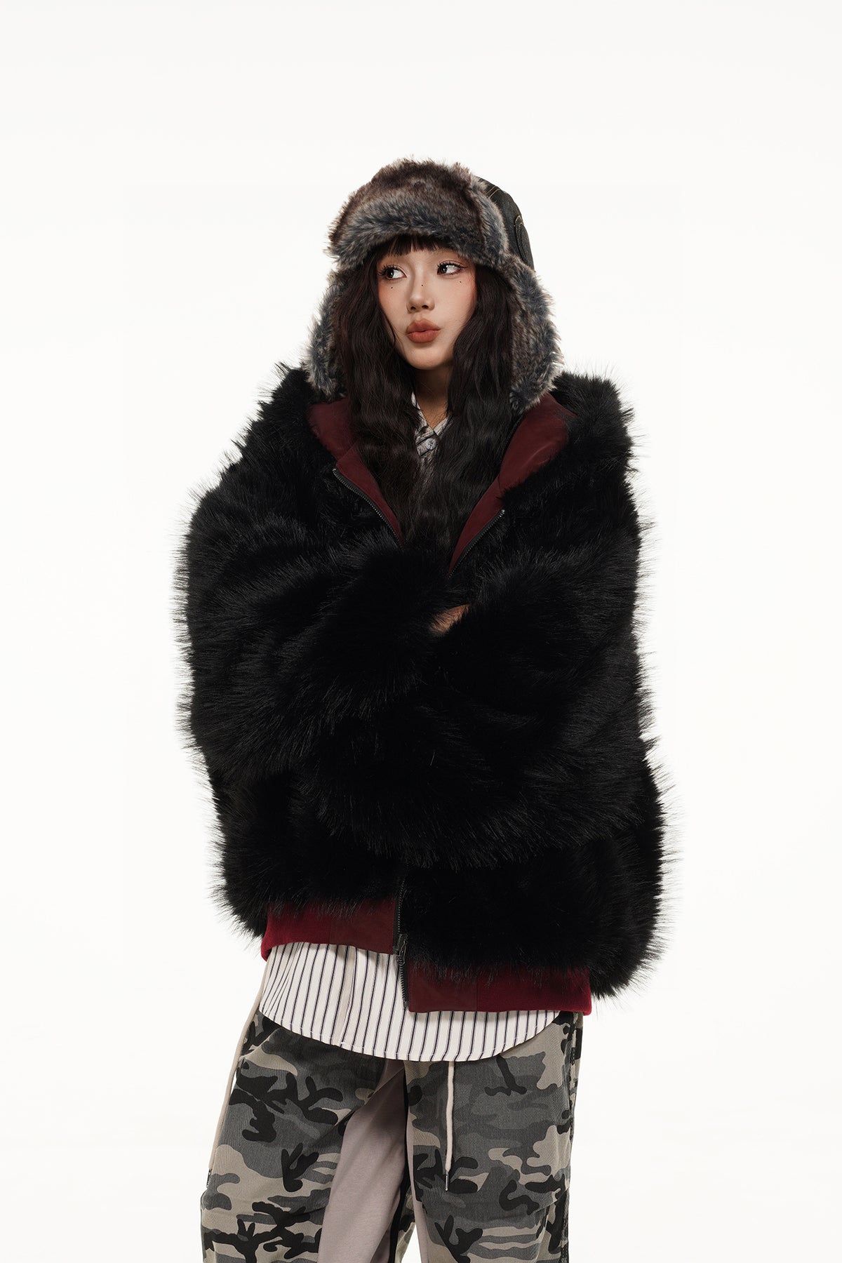 FREE CENTER Reversible Hooded Puffer Jacket