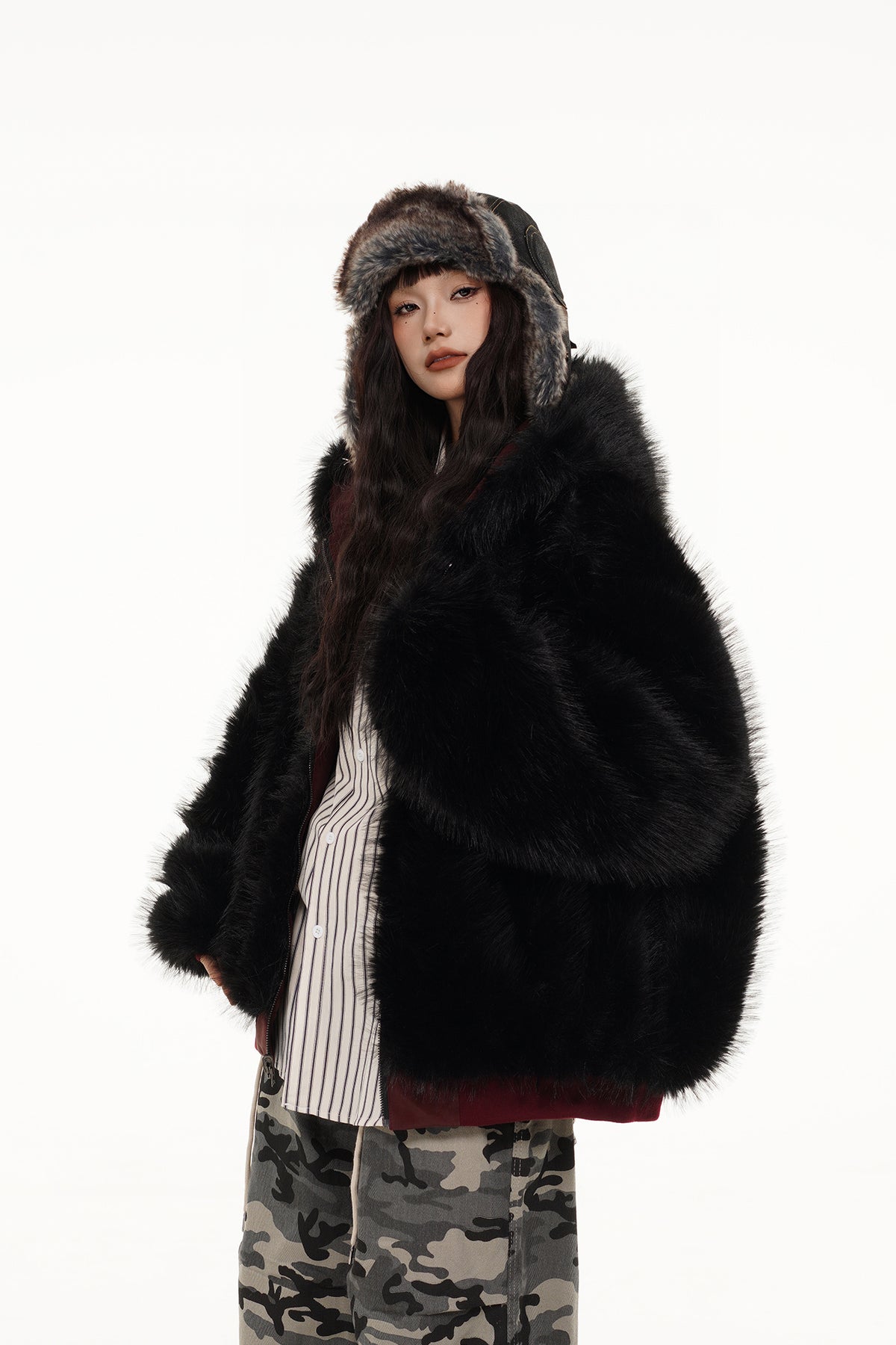 FREE CENTER Reversible Hooded Puffer Jacket
