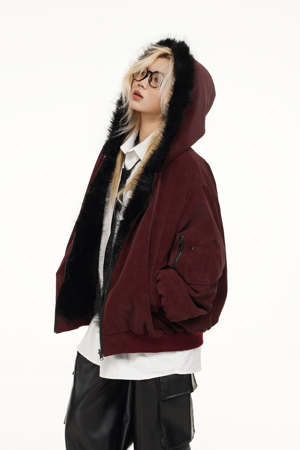 FREE CENTER Reversible Hooded Puffer Jacket