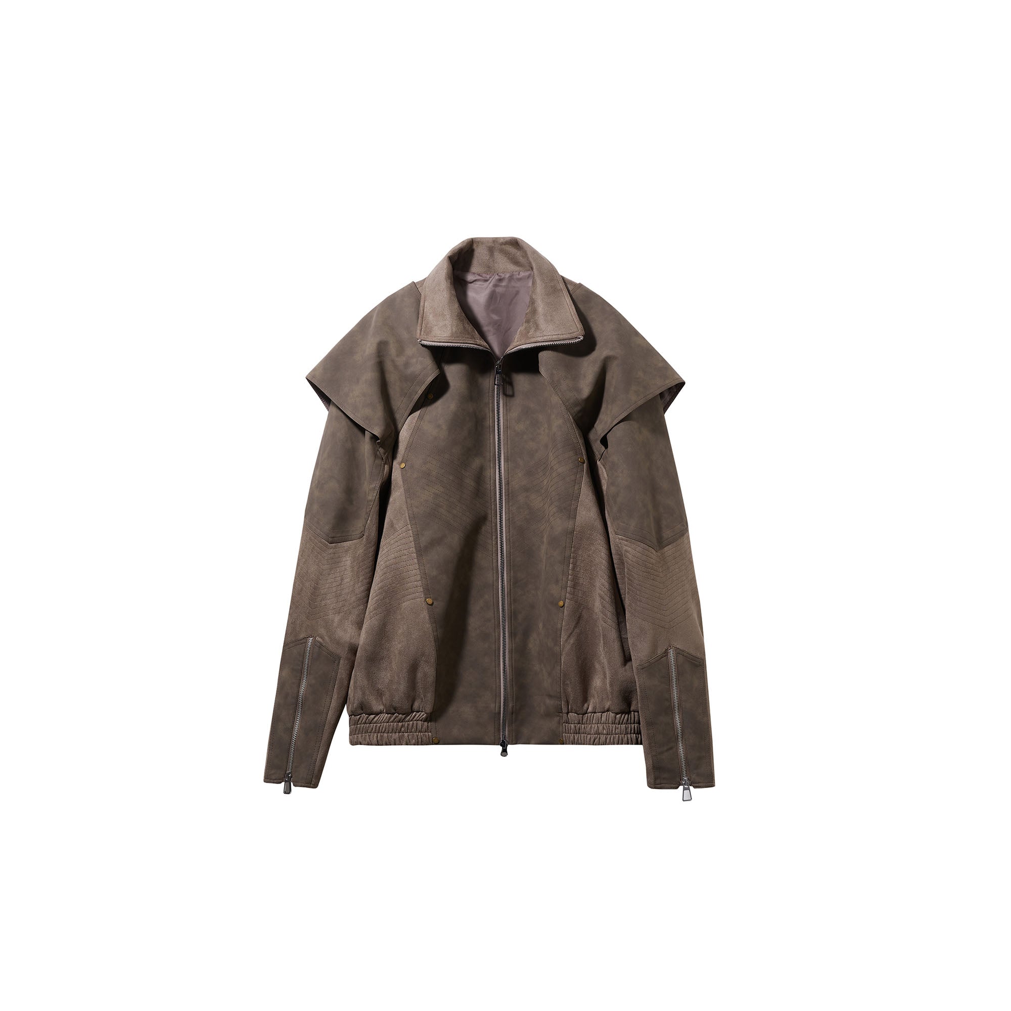 ERROR CODE ROBOT Armored Layered PU & Suede Panel Jacket