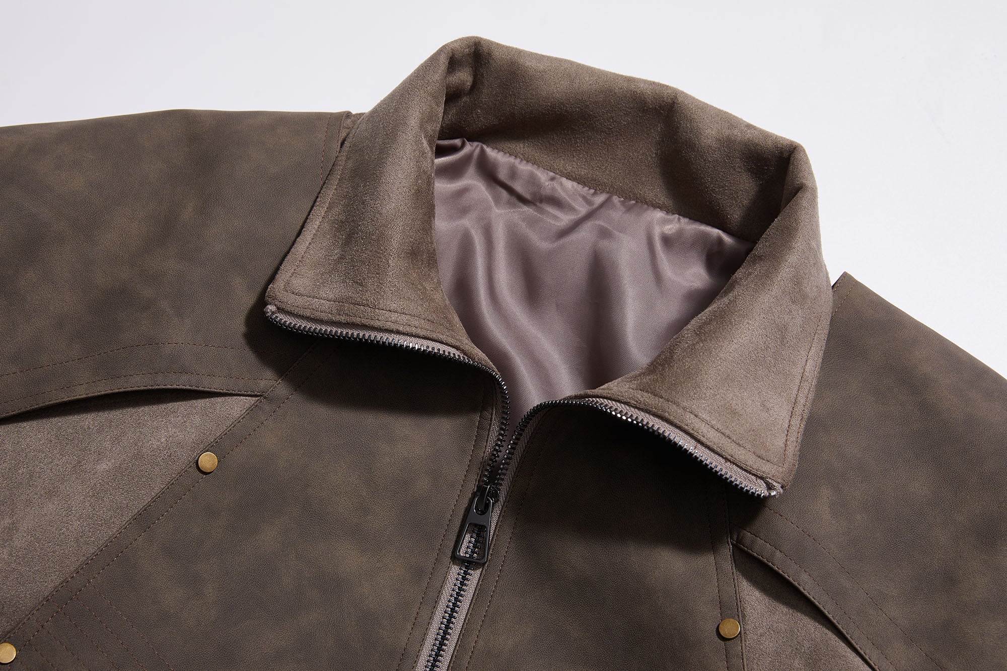 ERROR CODE ROBOT Armored Layered PU & Suede Panel Jacket