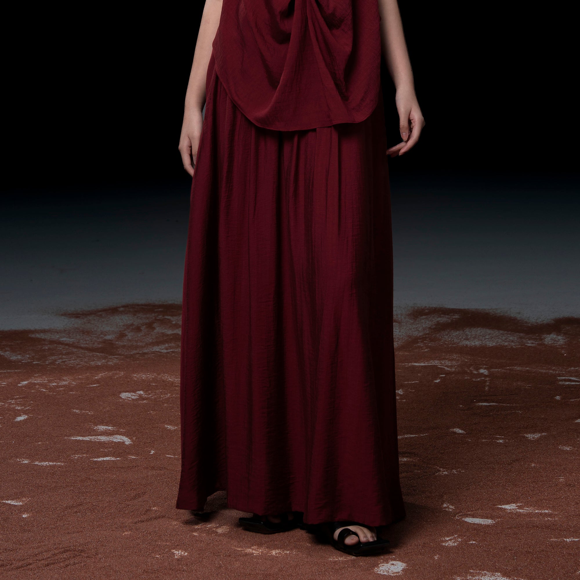 WUHEYIZUO Essential Gathered Waist Maxi Skirt
