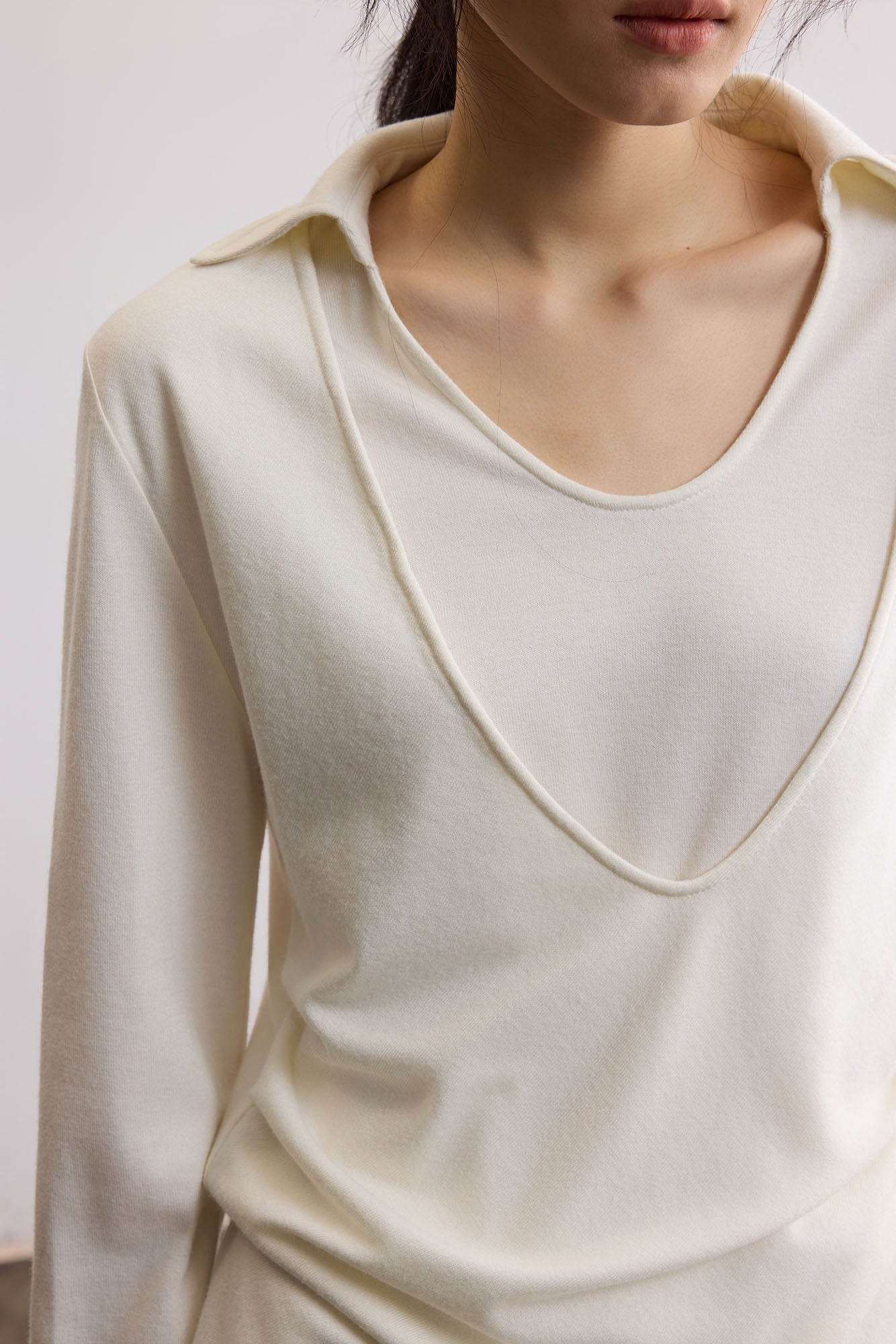 SAME FLOW Modern Double-Layered Long-Sleeve Tee
