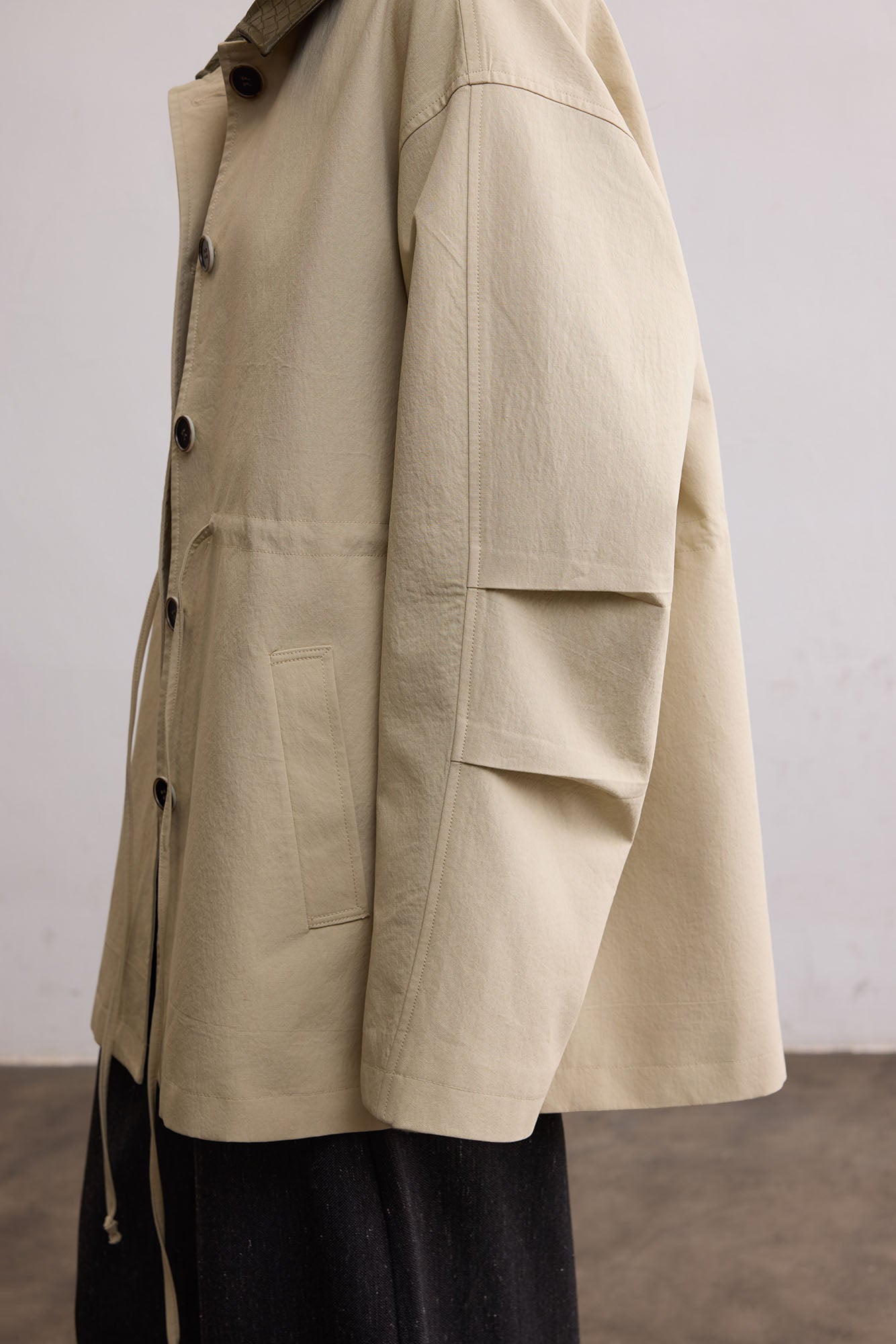 SAME FLOW Woven PU Collar Drawstring Jacket