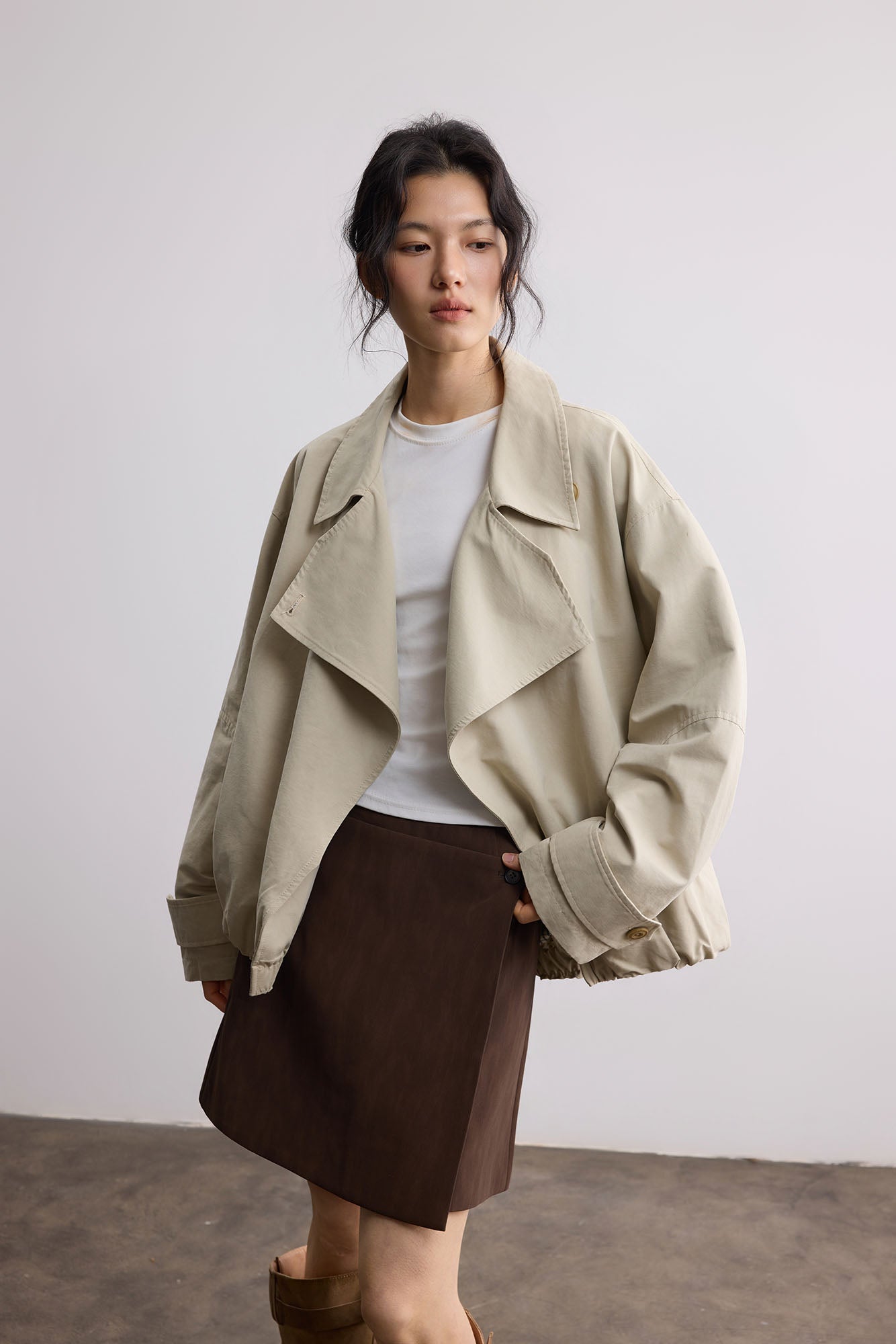 SAME FLOW Faux Suede Wrap-Panel Mini Skirt