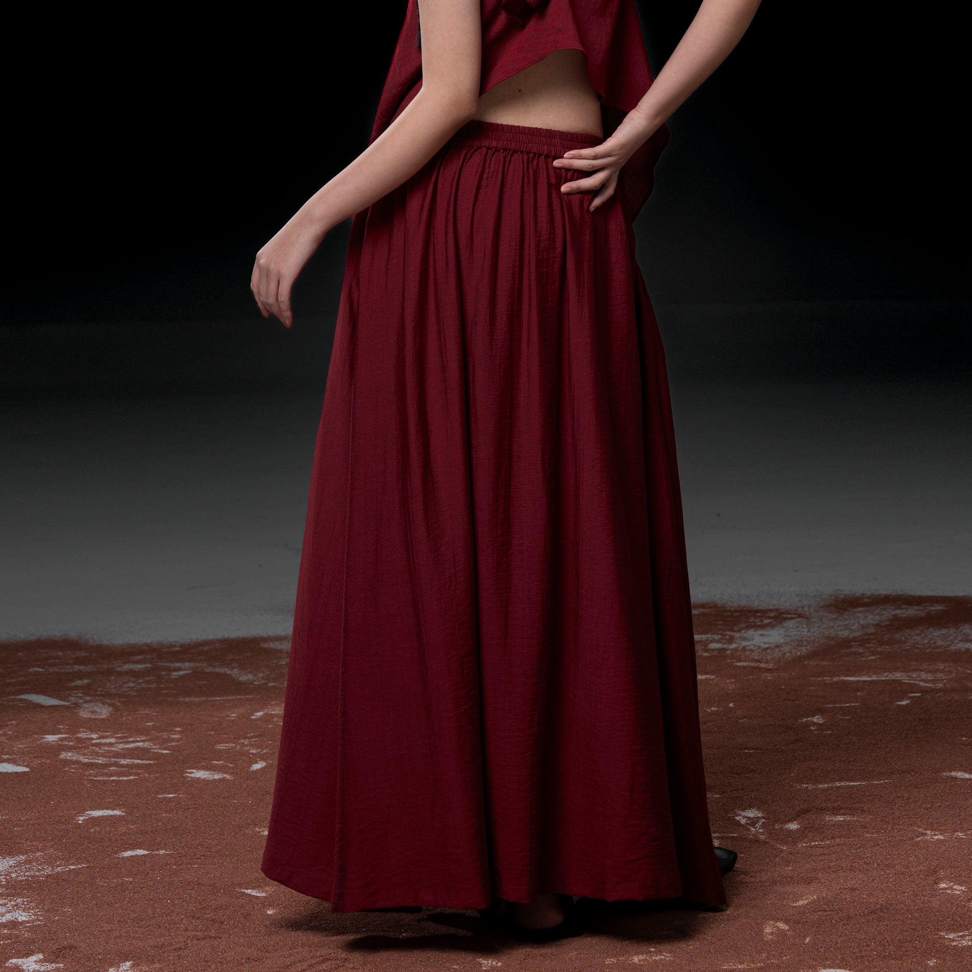 WUHEYIZUO Essential Gathered Waist Maxi Skirt