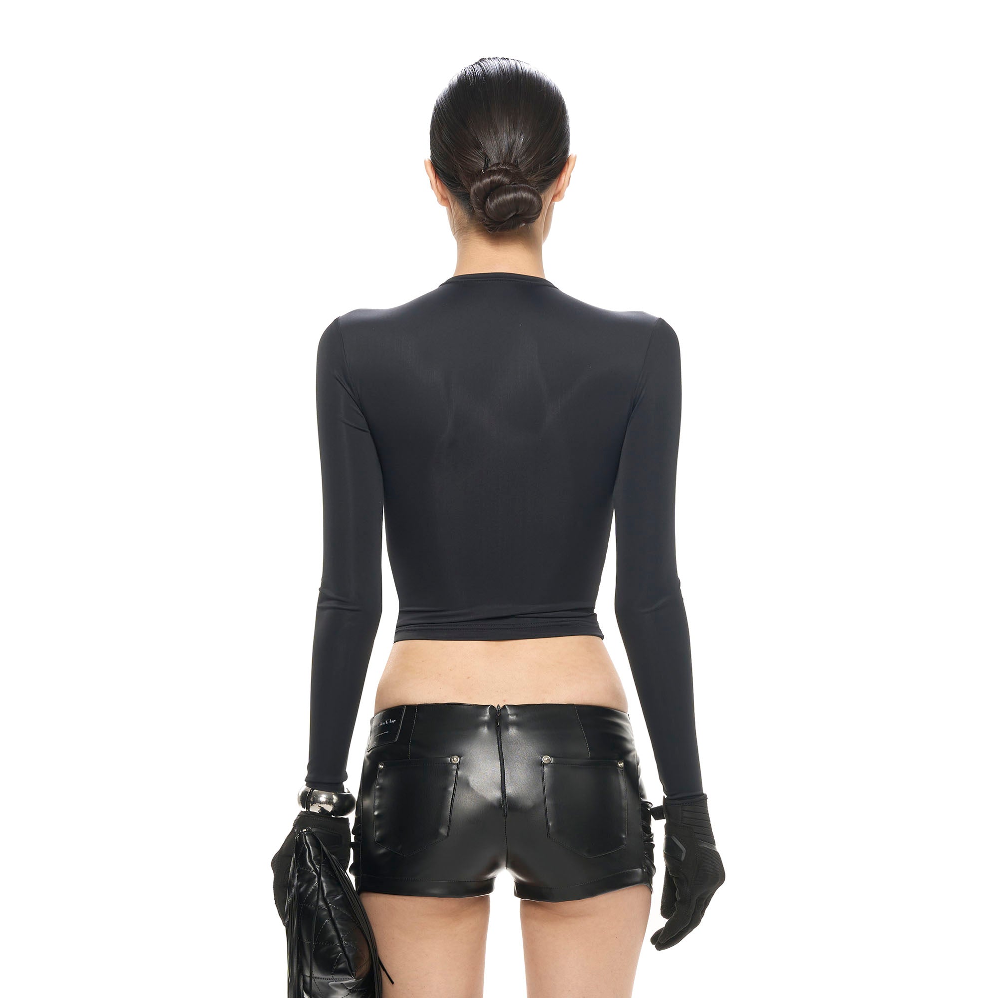 NEVER OFFEND L ANGEL Hook & Eye Cropped Long Sleeve Tee