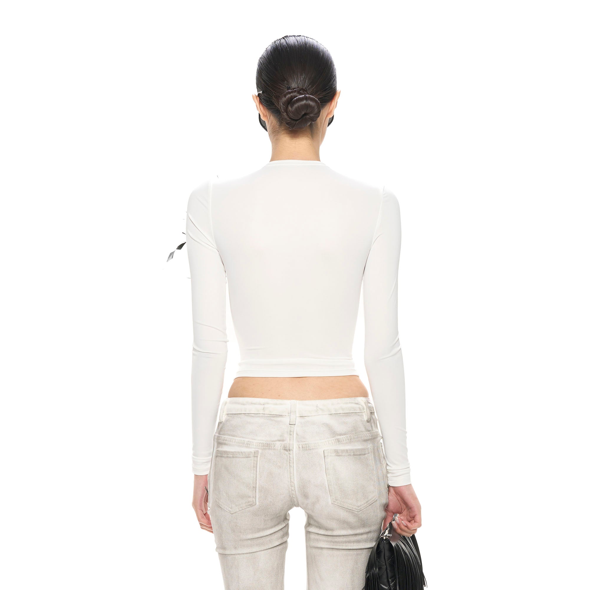 NEVER OFFEND L ANGEL Hook & Eye Cropped Long Sleeve Tee