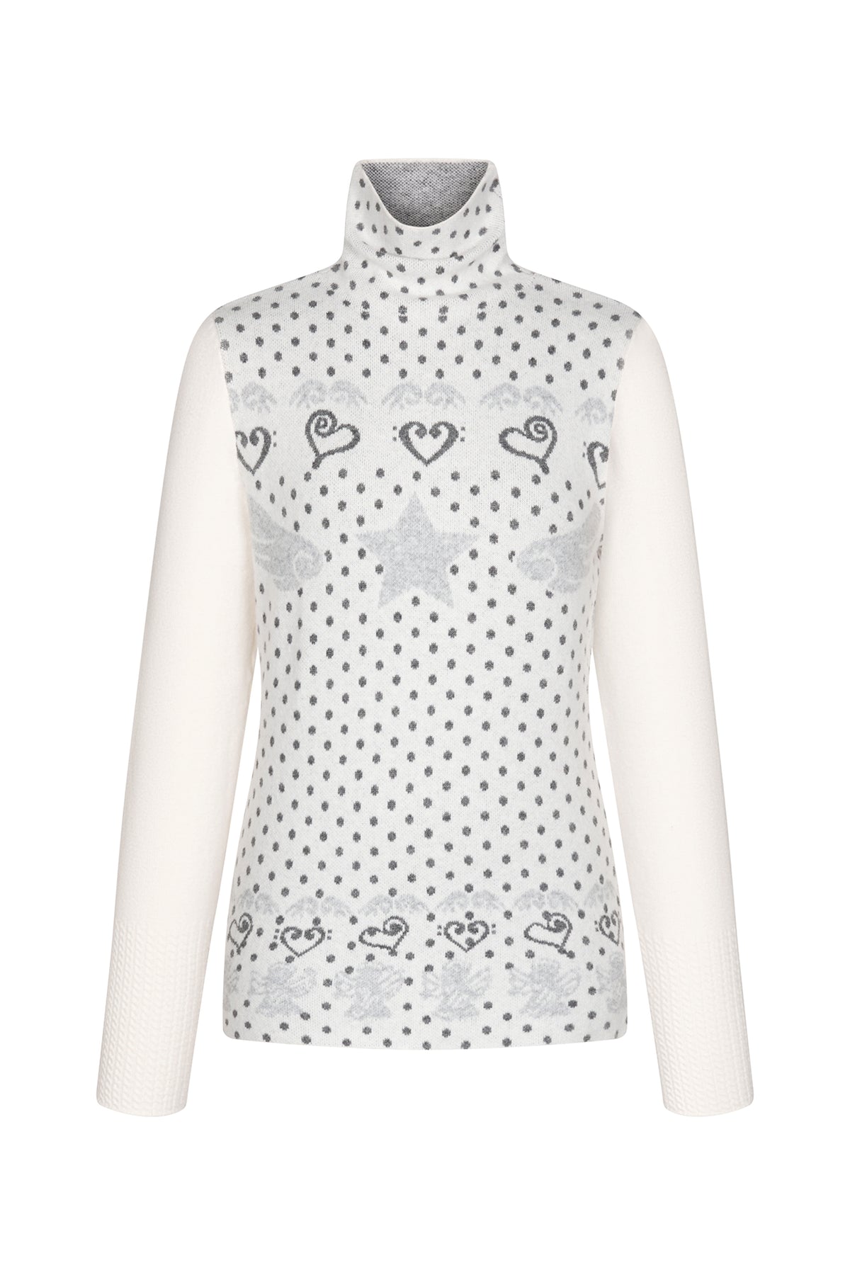 BETWEENAND Heart & Star Jacquard Turtleneck Sweater
