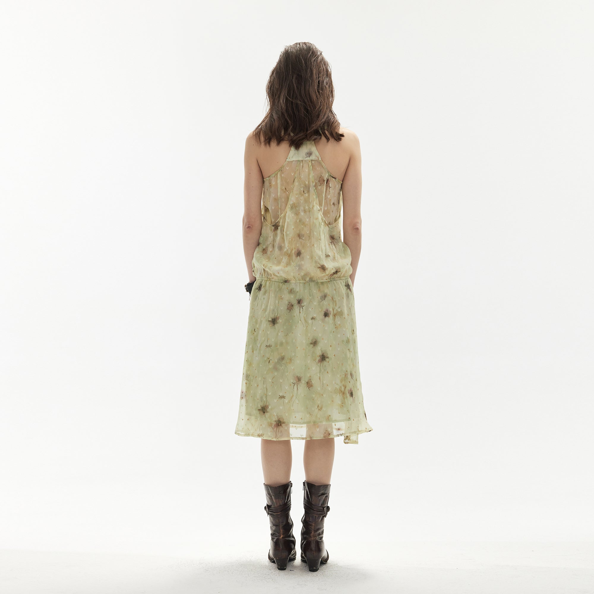 JIUWU PARK Sheer Floral Chiffon Cami Dress