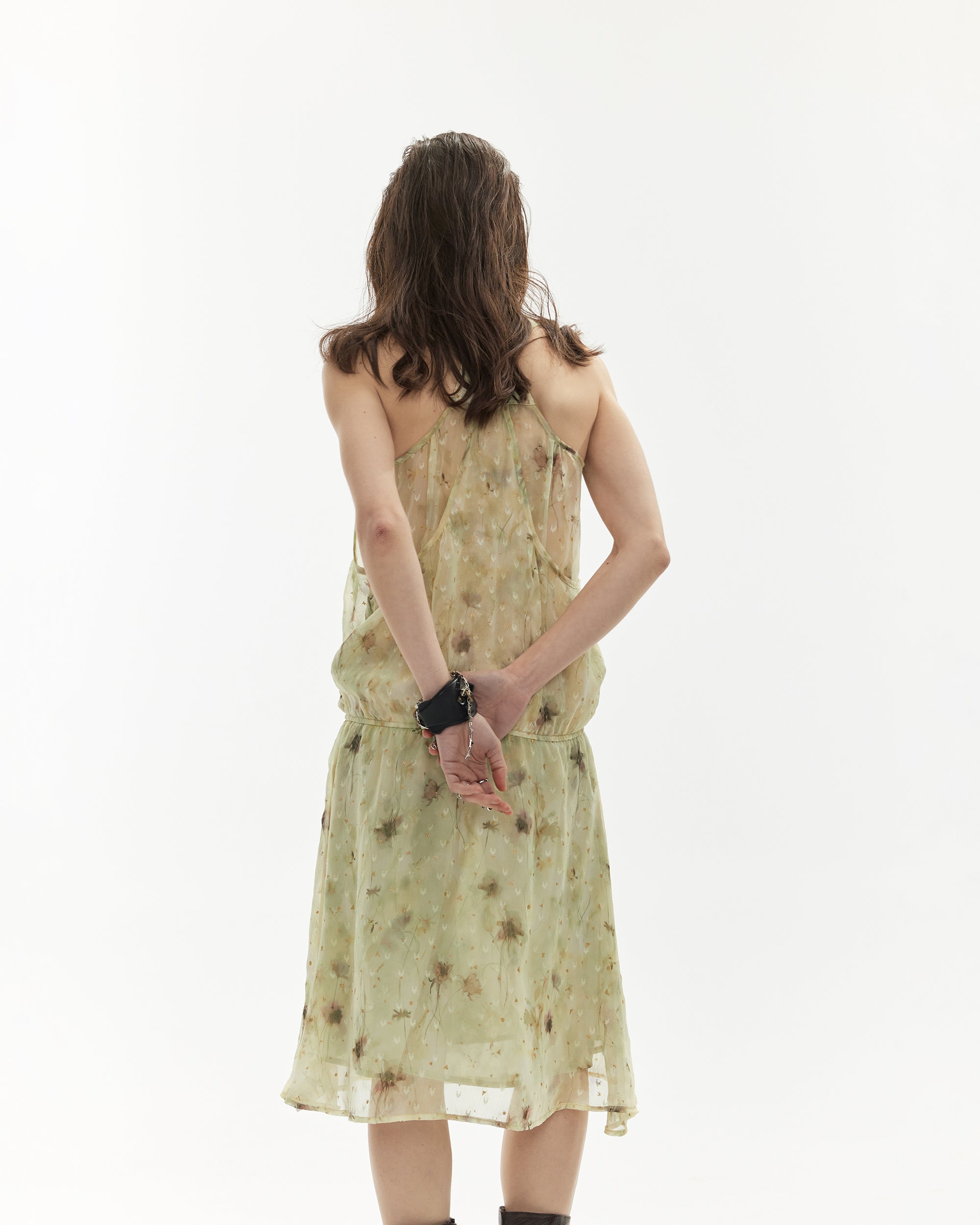 JIUWU PARK Sheer Floral Chiffon Cami Dress