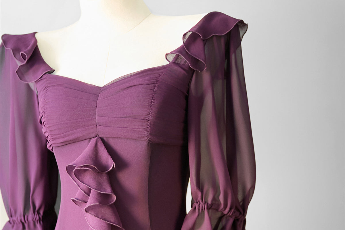 MXU Ruched Cascading-Ruffle Maxi Dress