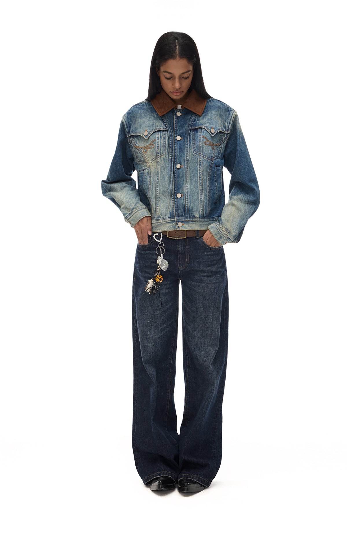 COSTUSTOOT Washed Straight-Leg Jeans