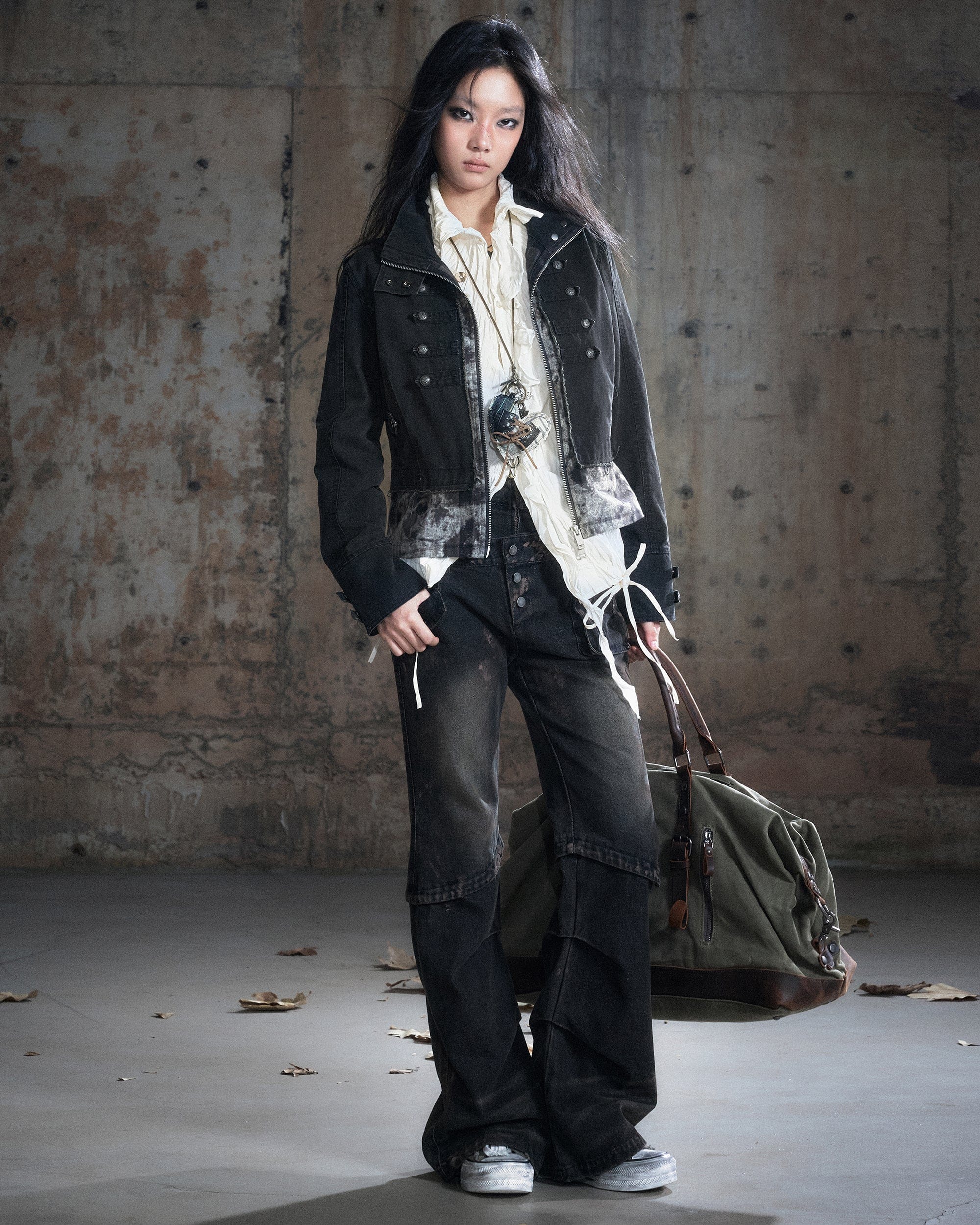 CESTNOUS Asymmetric Double-Waist Panel Jeans