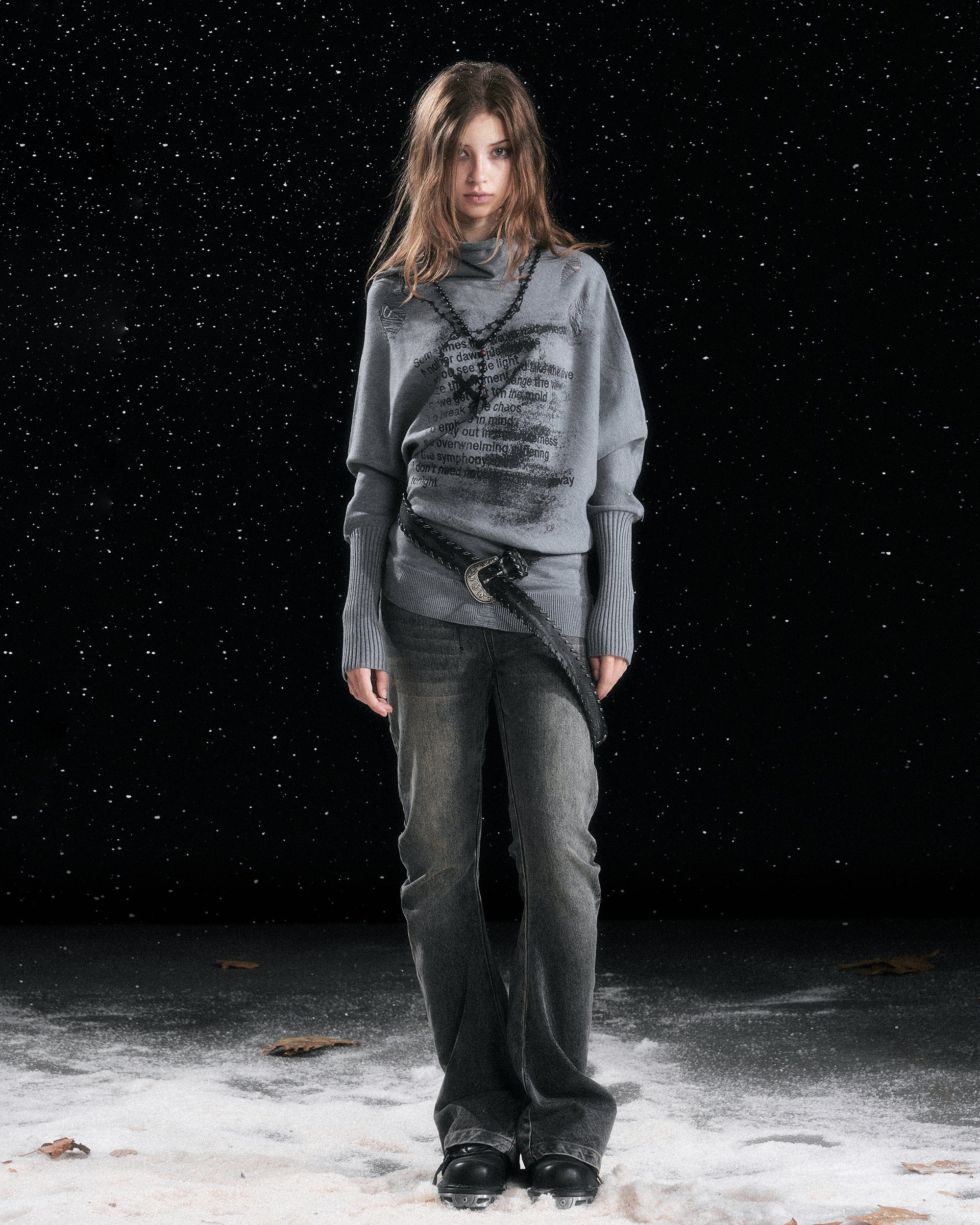 CESTNOUS Asymmetric Batwing Turtleneck Sweater