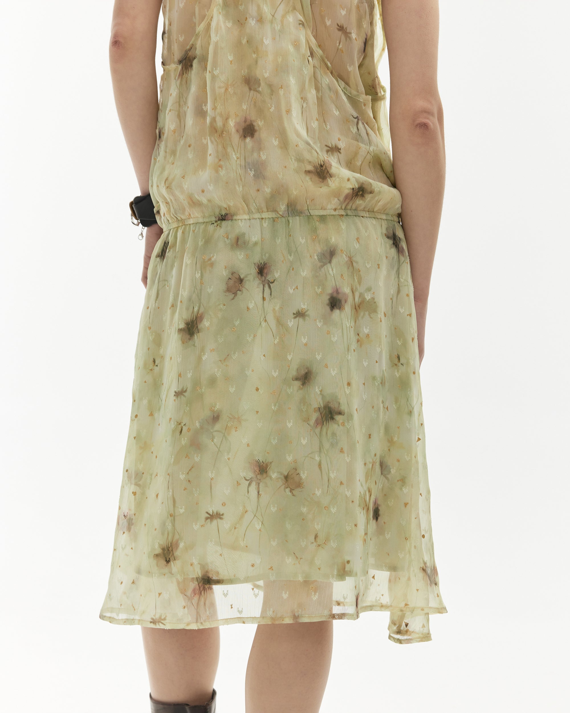 JIUWU PARK Sheer Floral Chiffon Cami Dress