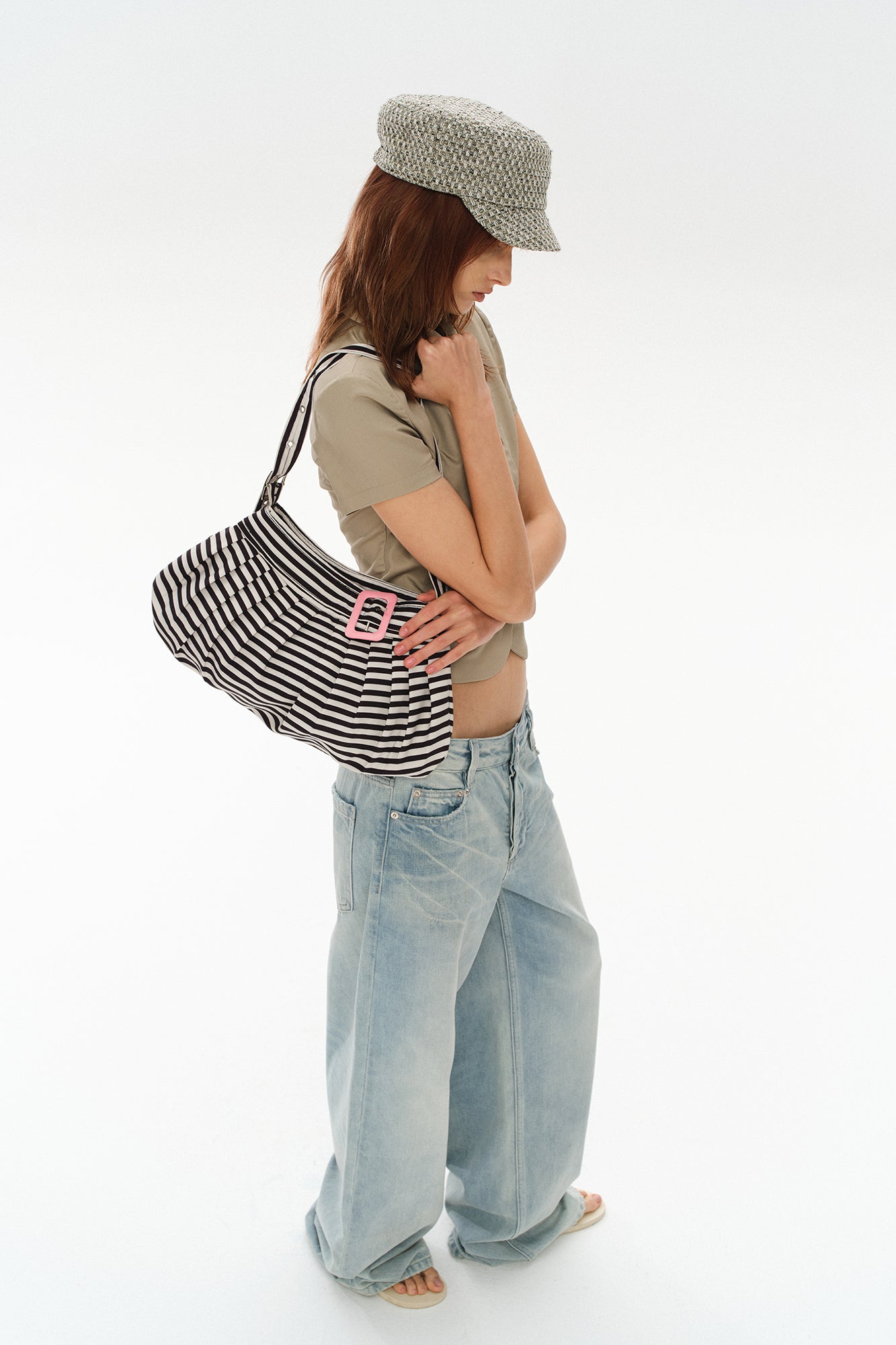 COSTUSTOOT Pleated Buckle Shoulder Bag