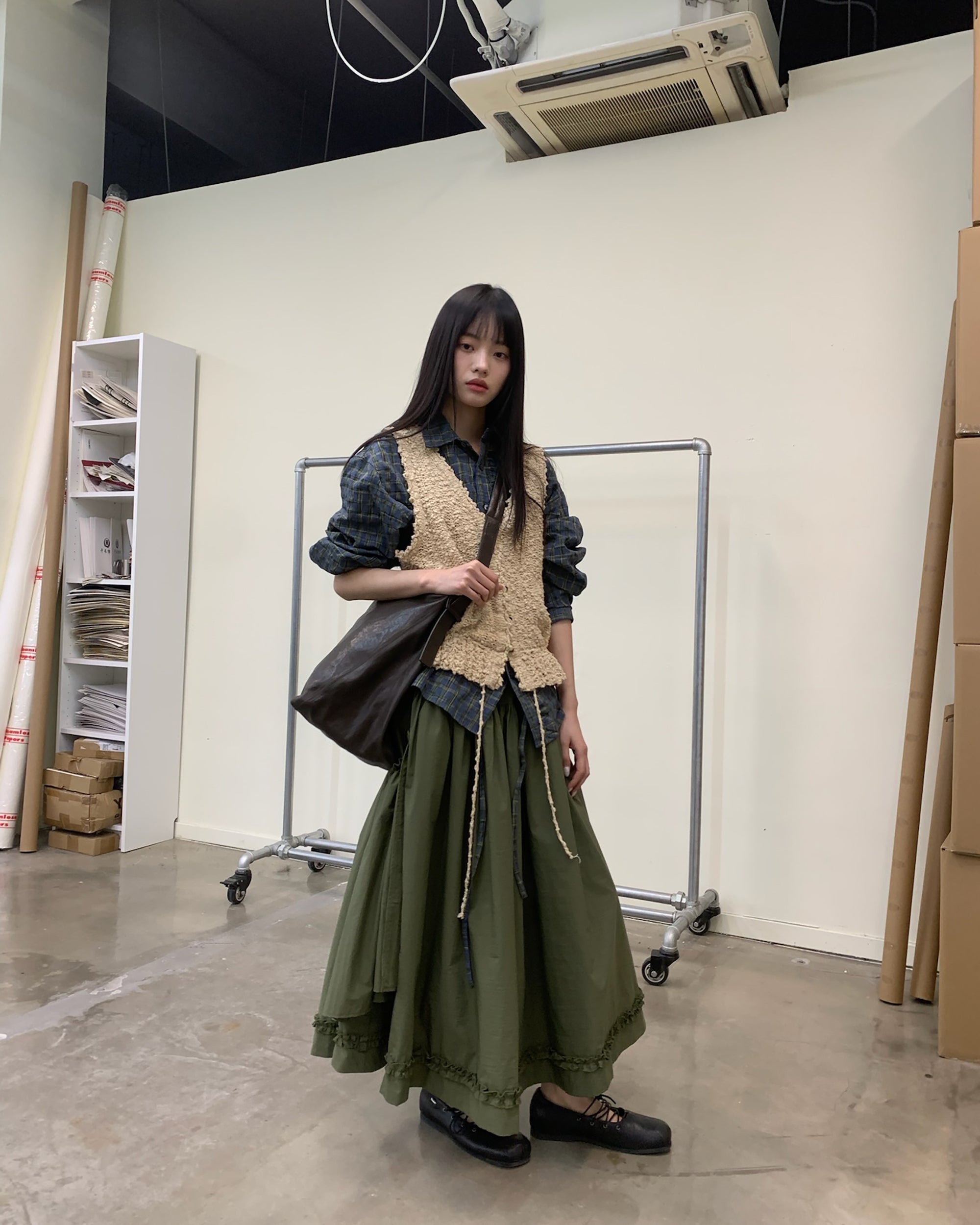 NEVERSEEZ Ruffle-Hem Layered Drawstring Bubble Skirt