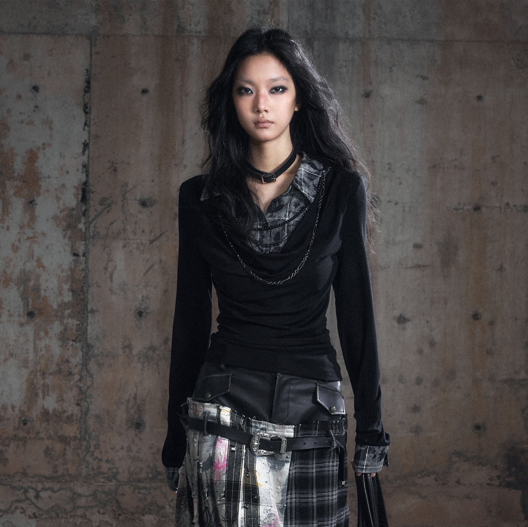 CESTNOUS Faux Layered Draped Top