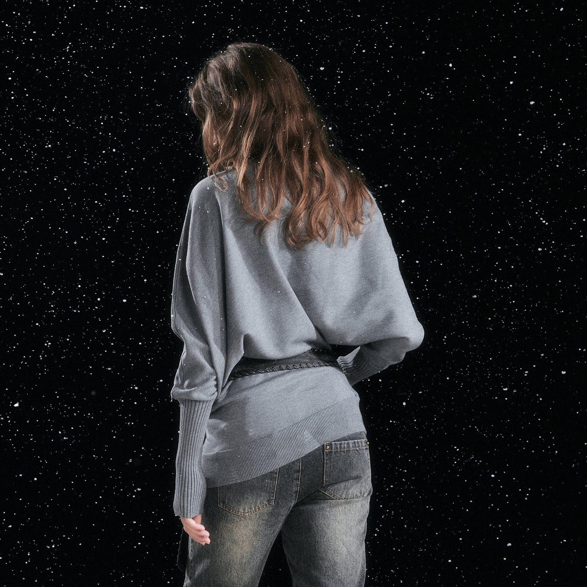 CESTNOUS Asymmetric Batwing Turtleneck Sweater