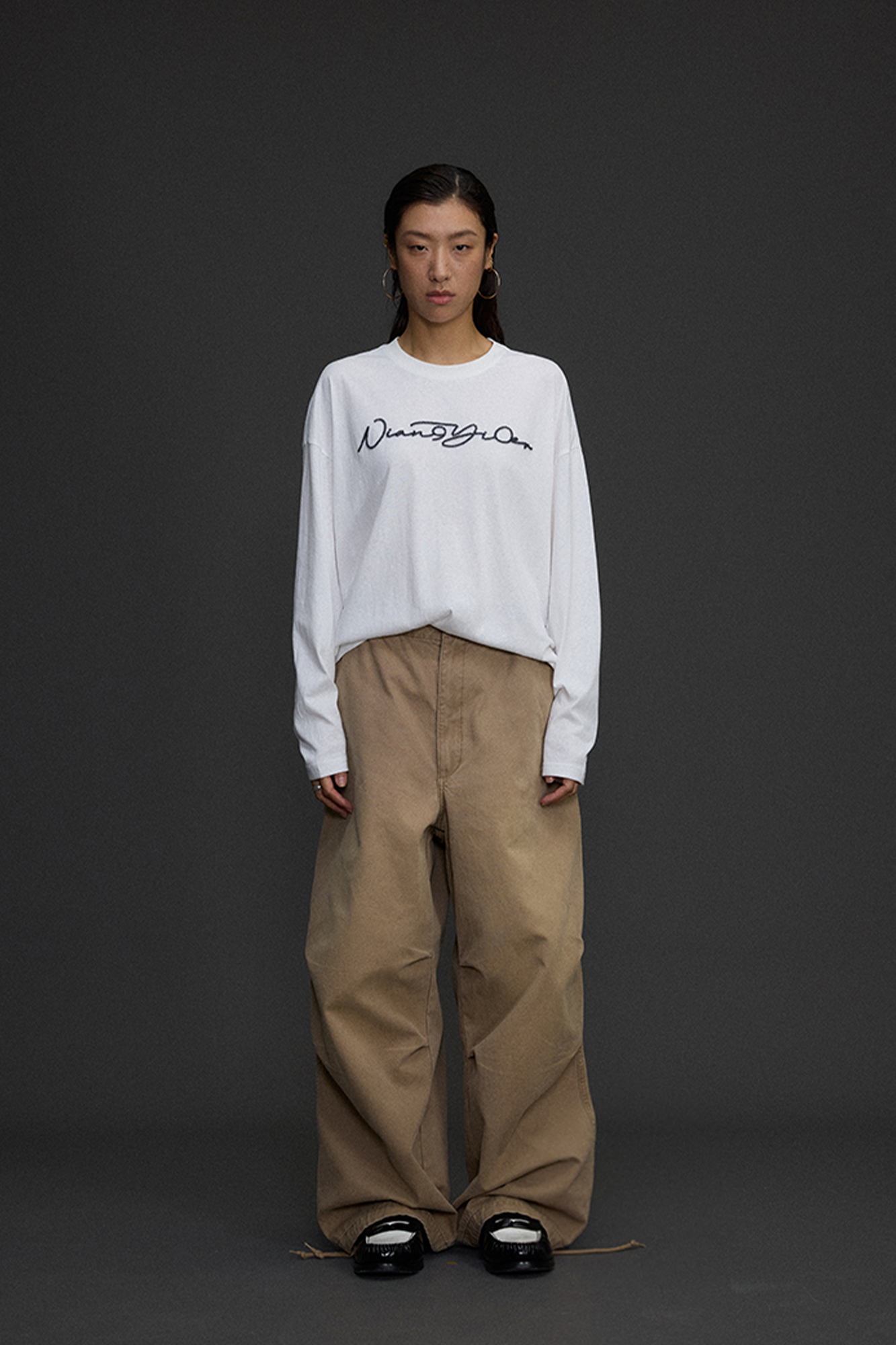NIANJIUYIKOUER Distressed Utility Pocket Wide-Leg Pants, premium urban and streetwear designers apparel on PROJECTISR.com, NIANJIUYIKOUER