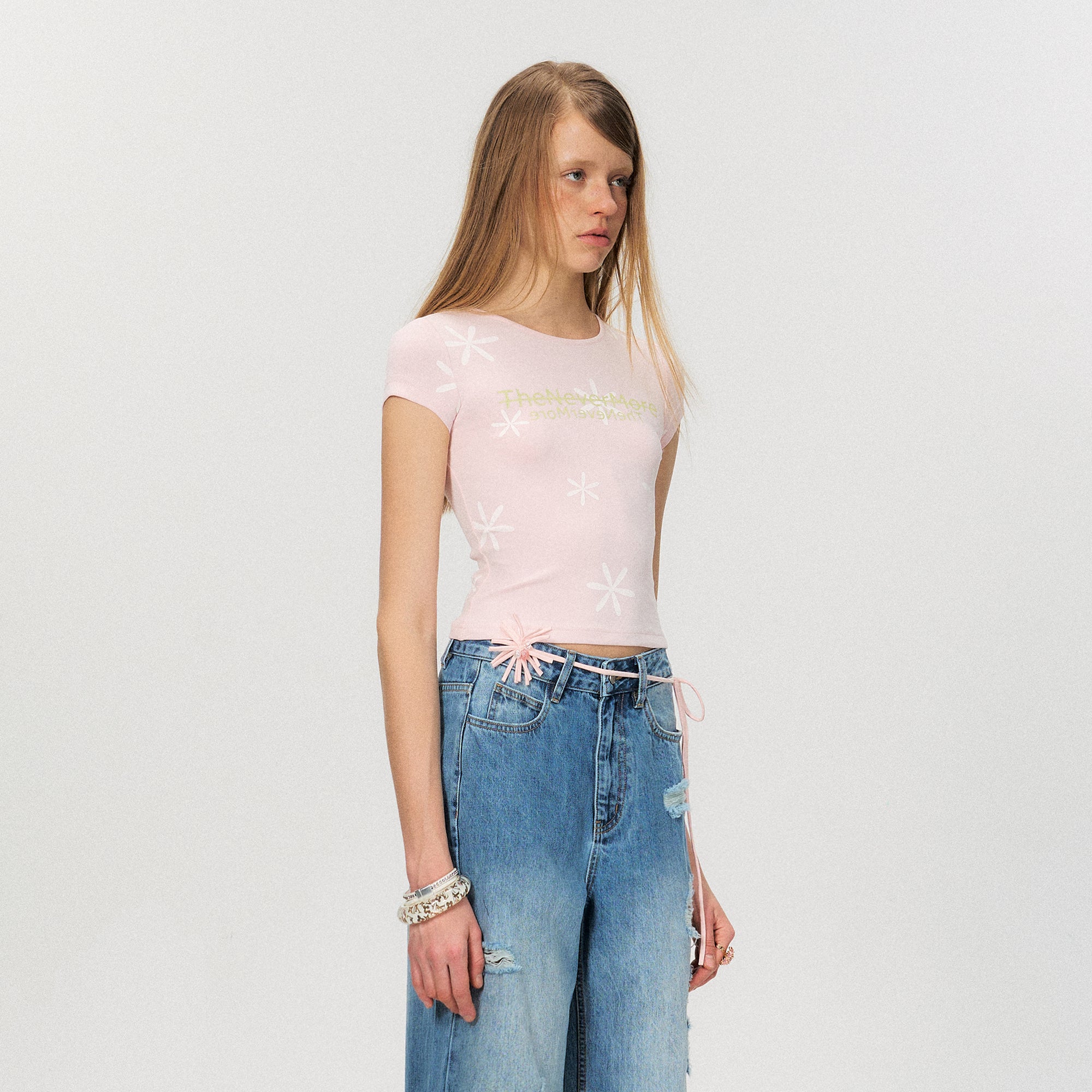 THE NEVERMORE Floral Logo Graphic Baby Tee