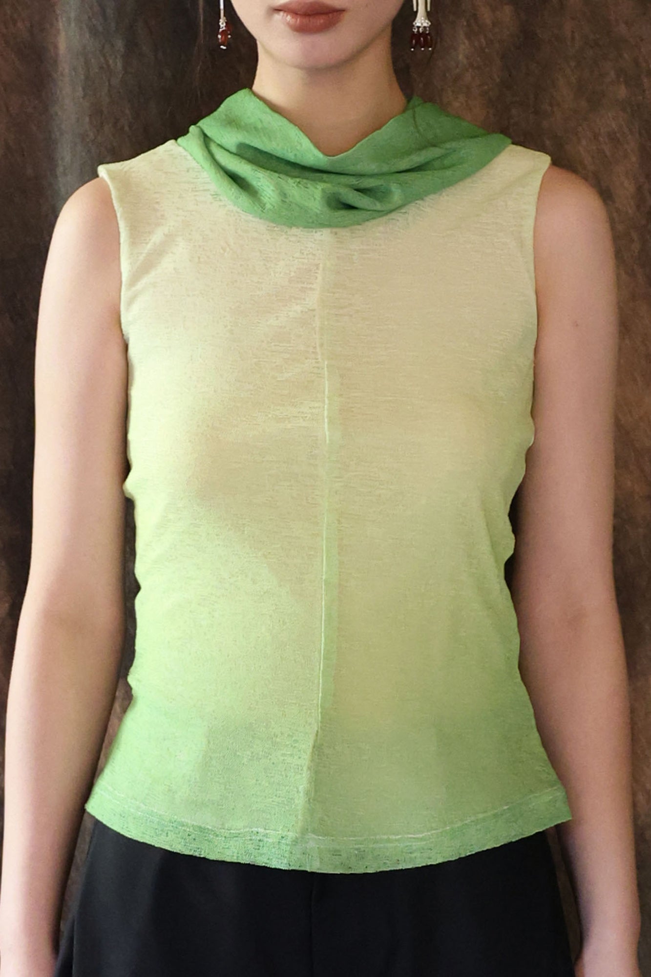 WUHEYIZUO Gradient Layered Drape-Neck Tank Top