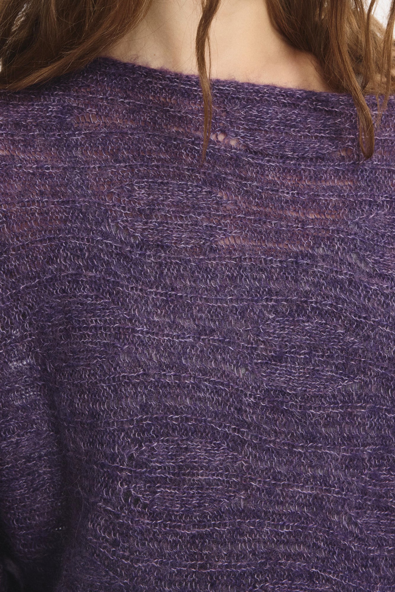 LEONSENSE Sheer One-Shoulder Slouchy Sweater