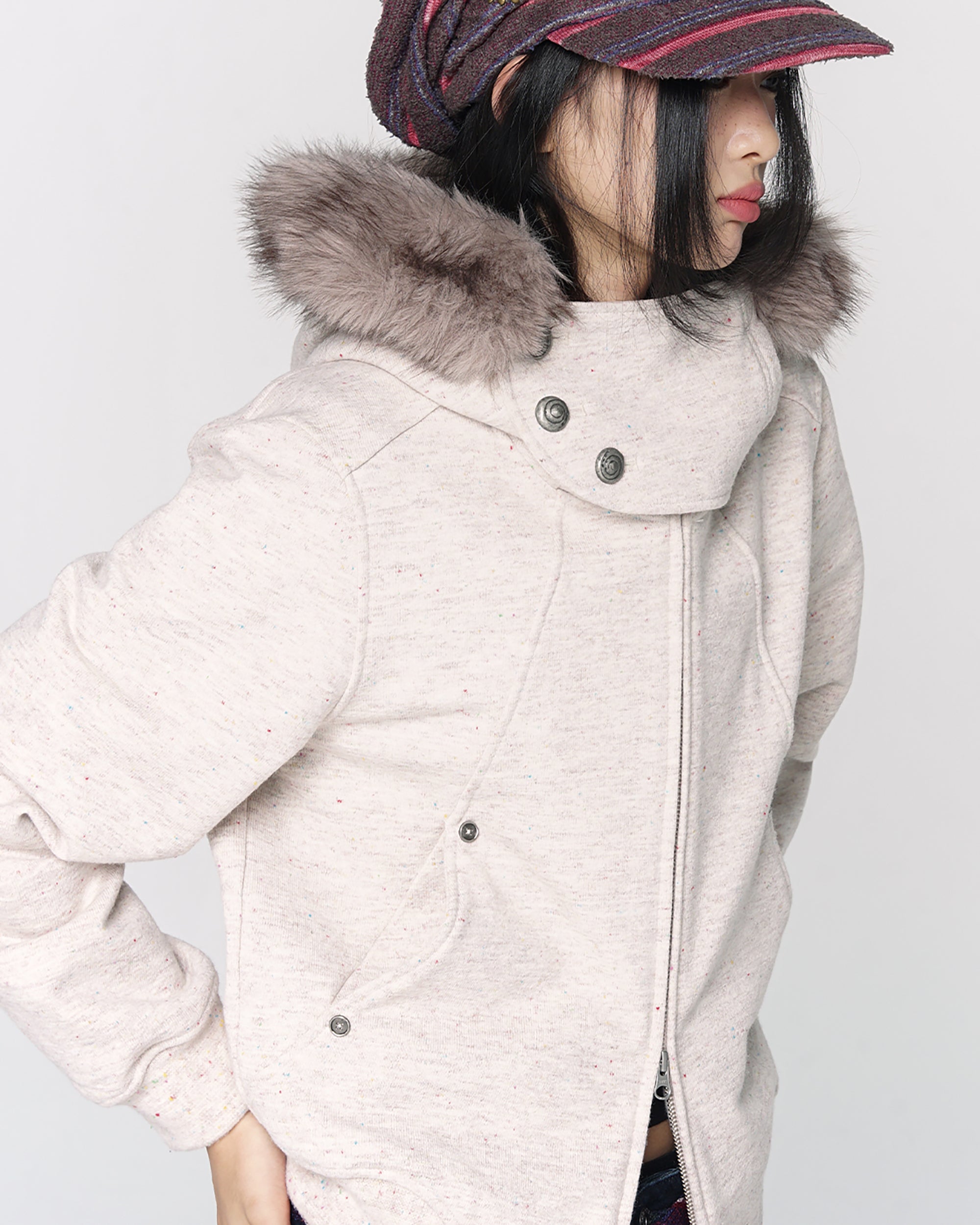 CONFUN Detachable Fur Windproof Collar Fleece Hoodie