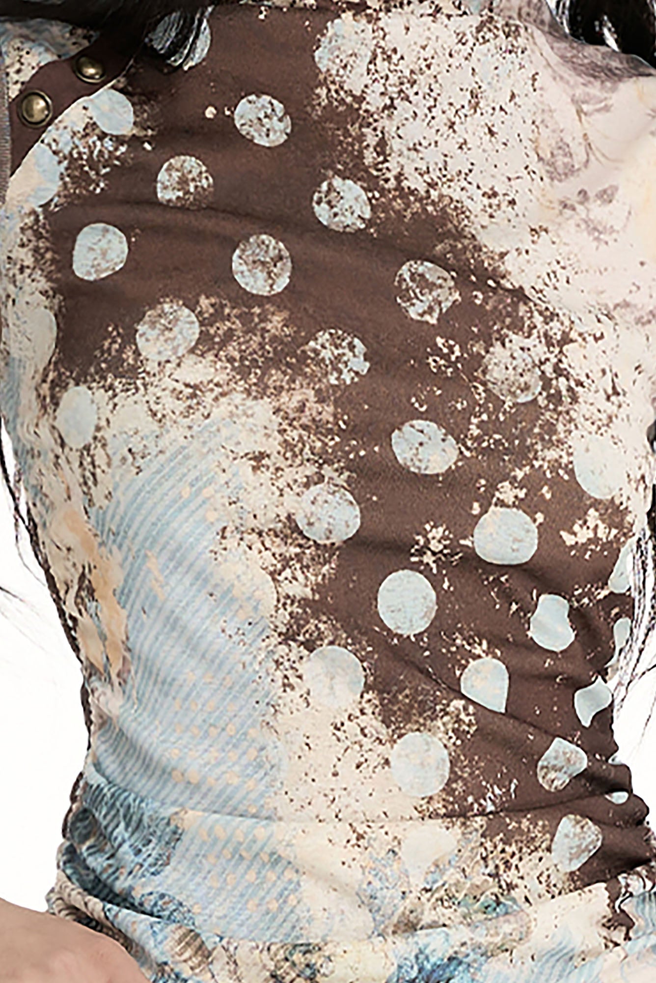 CONFUN Contrast Spliced Floral Drawstring Sleeveless Tee