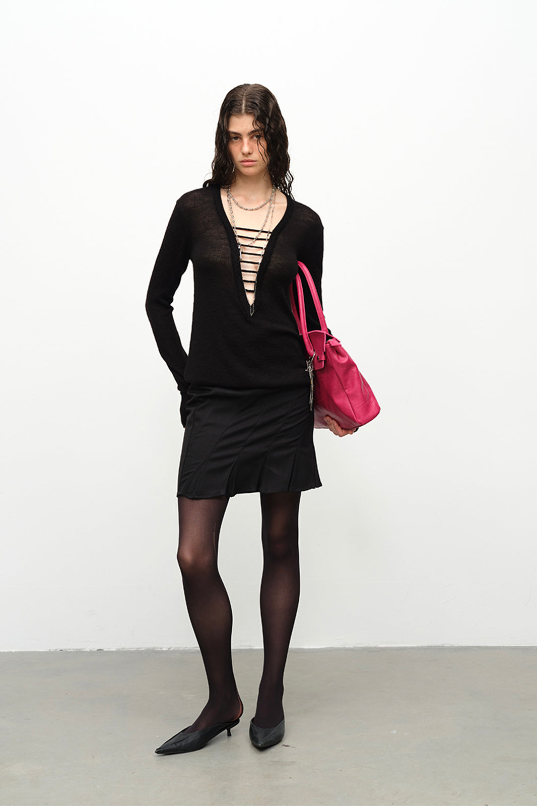 DOTYEARS Wool-Blend Deep V-Neck Sweater