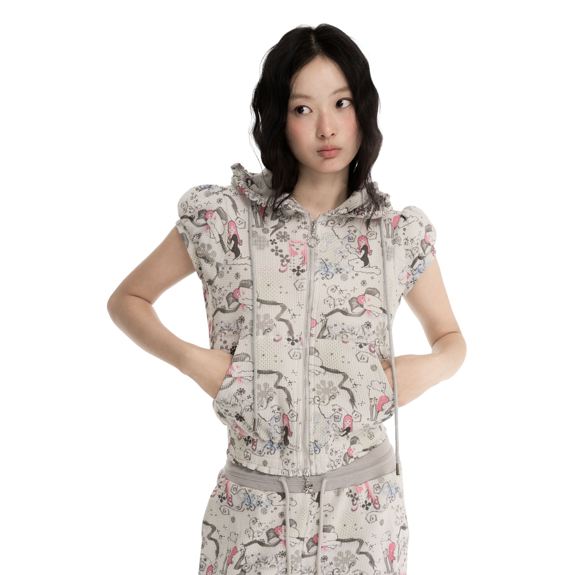 CONFUN Fantasy Full-Print Zip-Up Hooded Tee