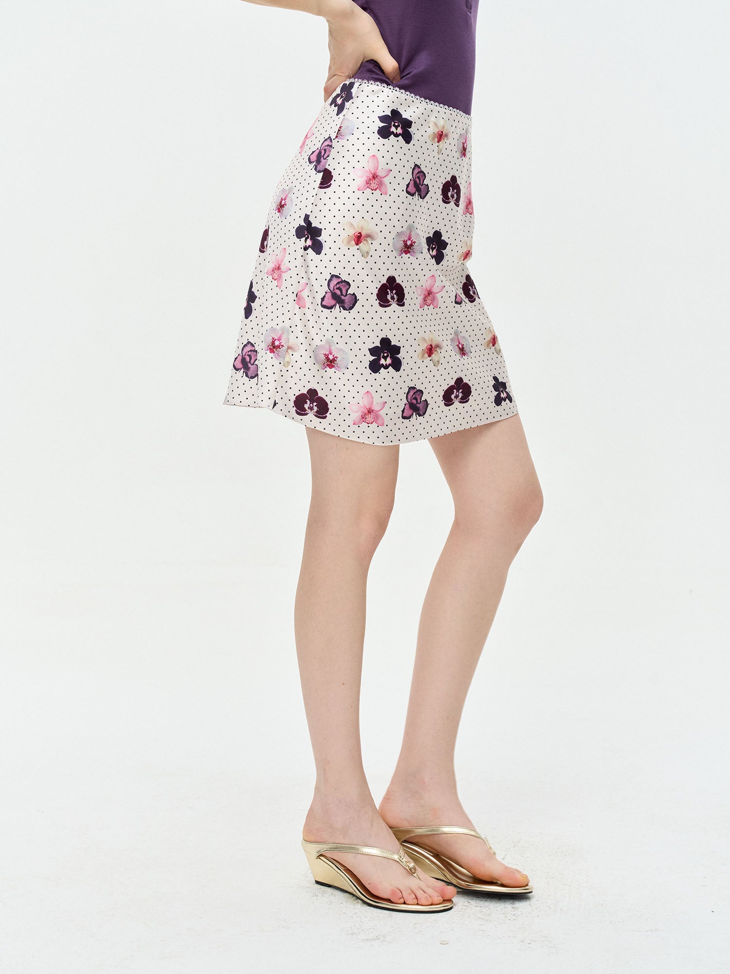 LEONSENSE Moth Orchid & Dot Mini Skirt