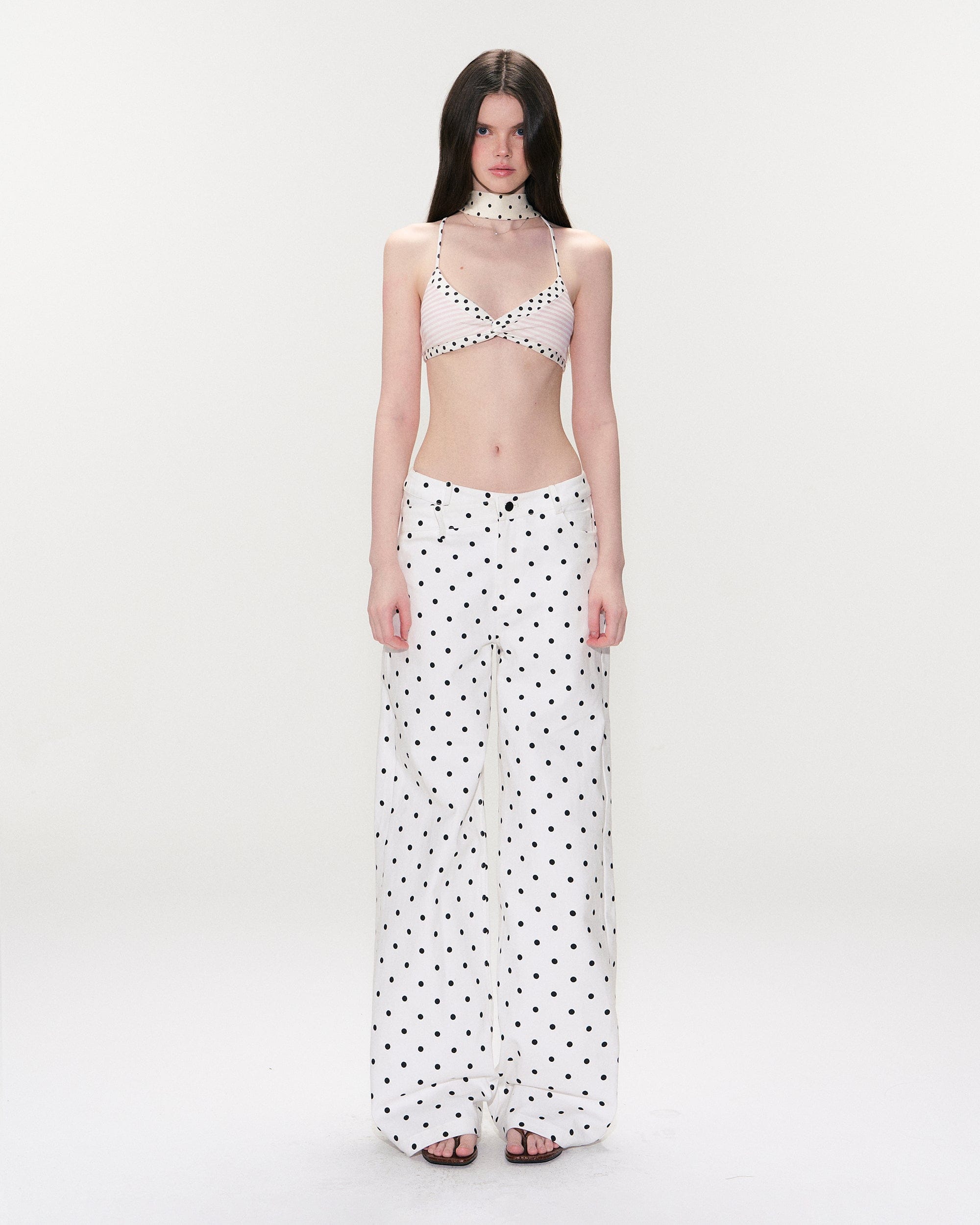 THE NEVERMORE Retro Polka-Dot Straight-Leg Jeans