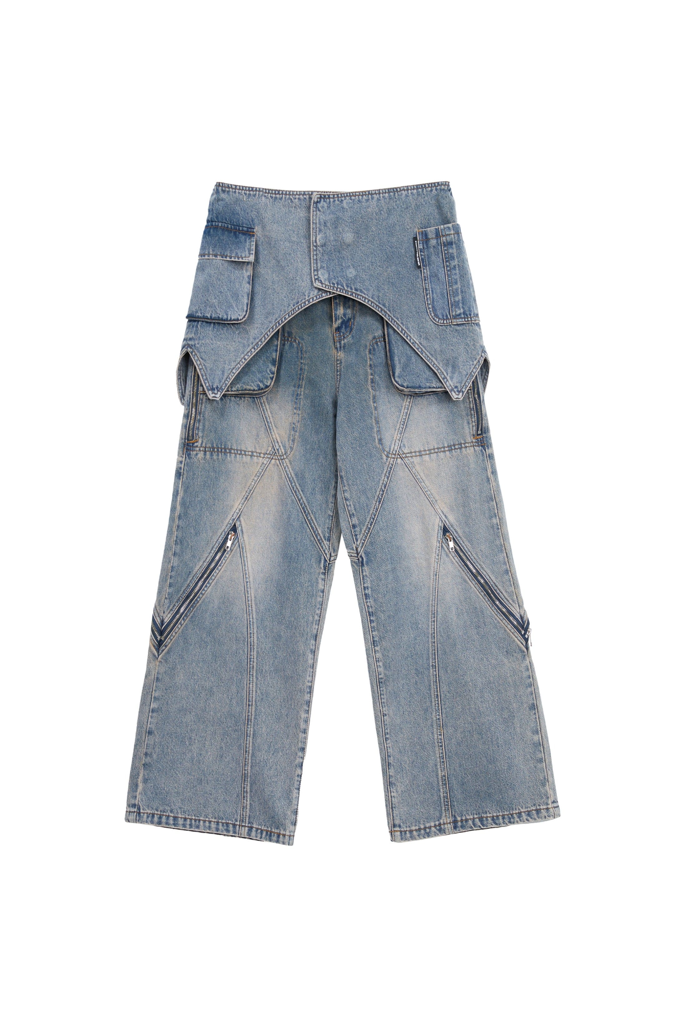 VANN VALRENCE Detachable Overlay Structural Panel Zip Jeans, premium urban and streetwear designers apparel on PROJECTISR.com, VANN VALRENCE