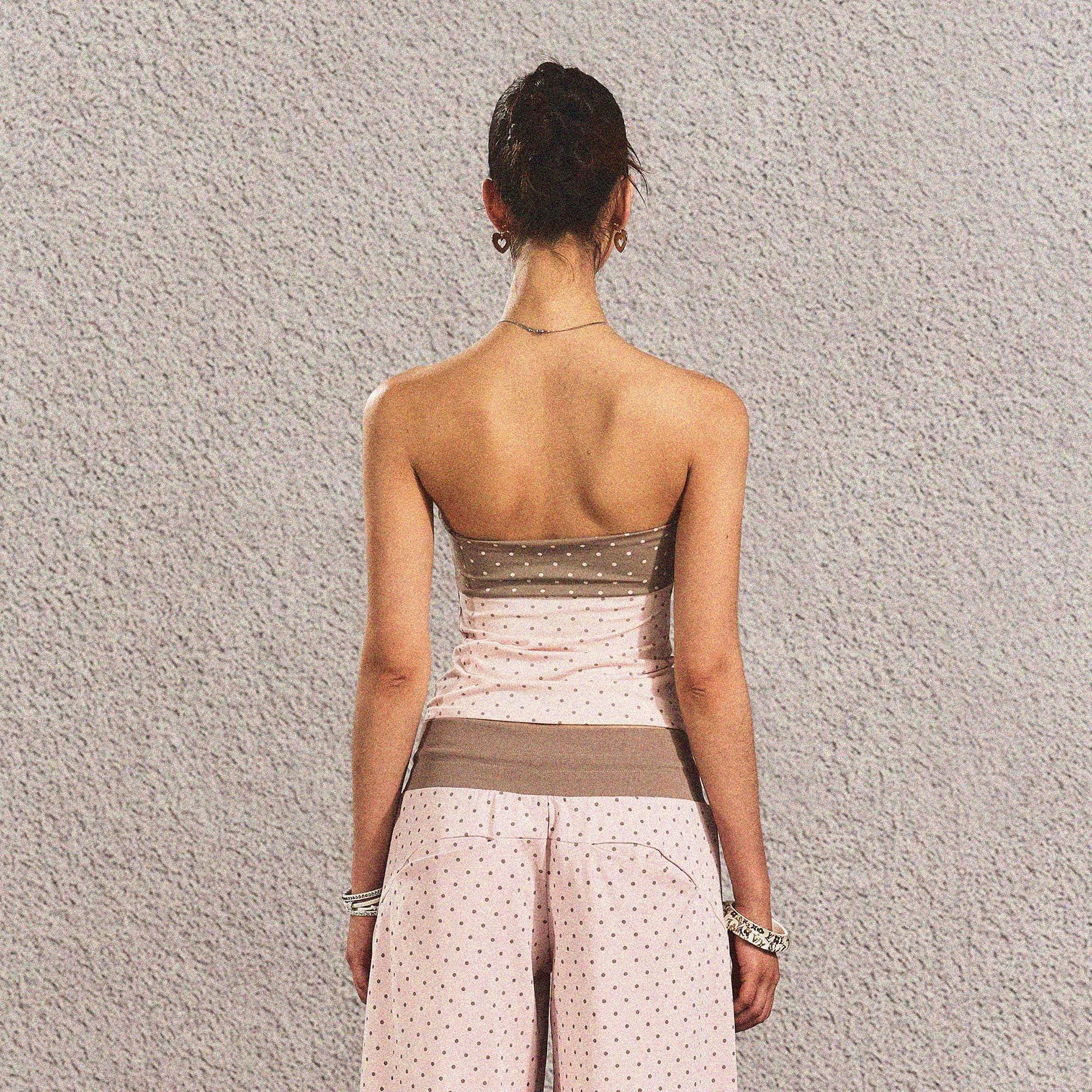 THE NEVERMORE Polka Dot Chest Knot Tube Top