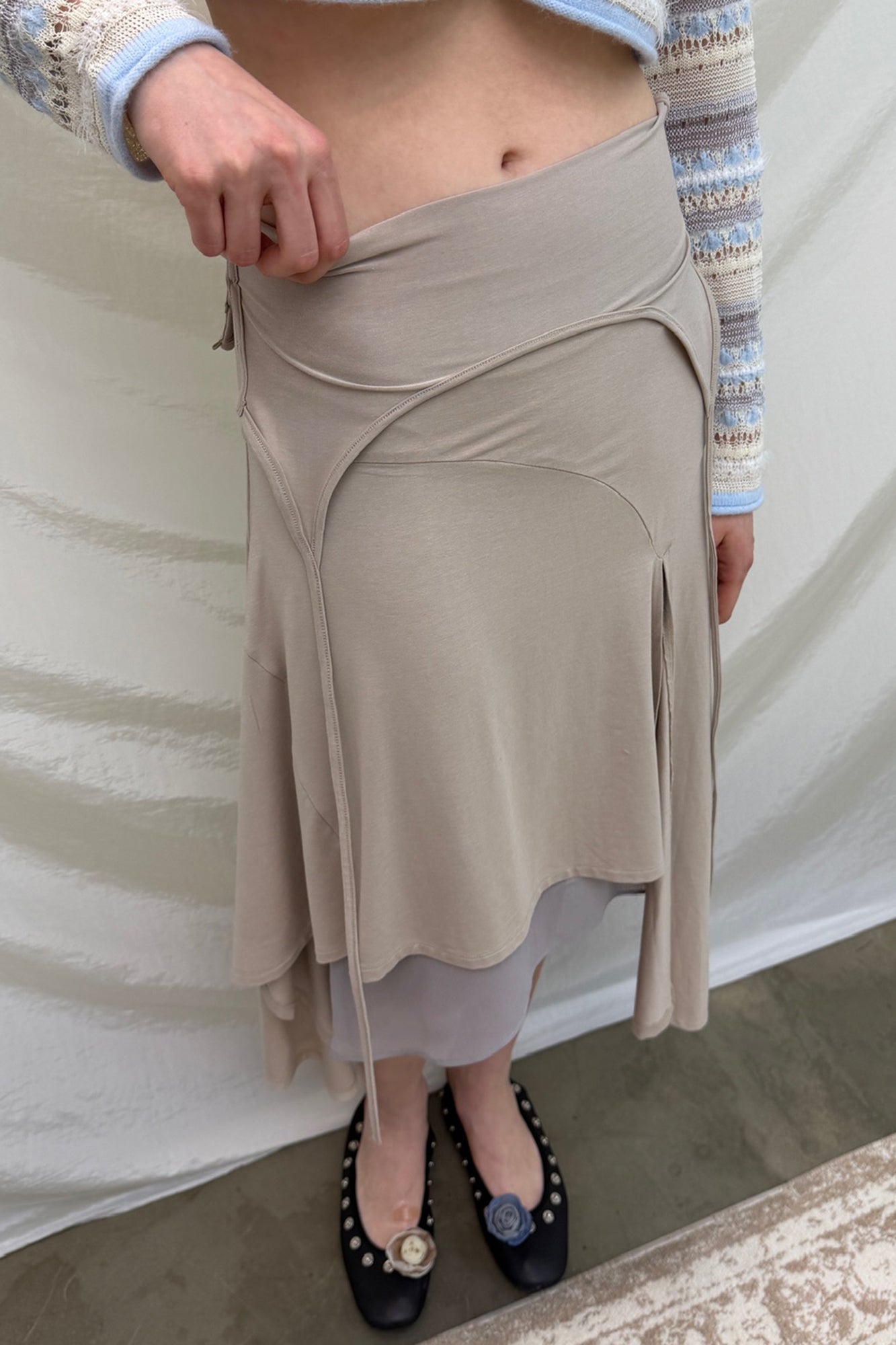 NEVERSEEZ Convertible Layered Fold-Over Skirt