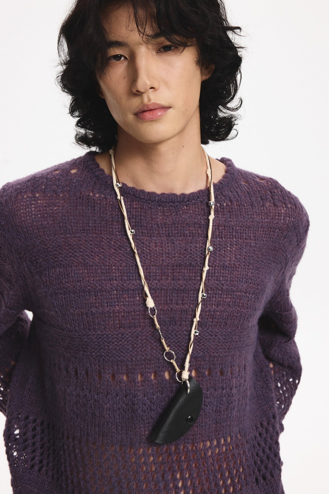 LEONSENSE Mohair-Blend Open-Knit Oversized Sweater