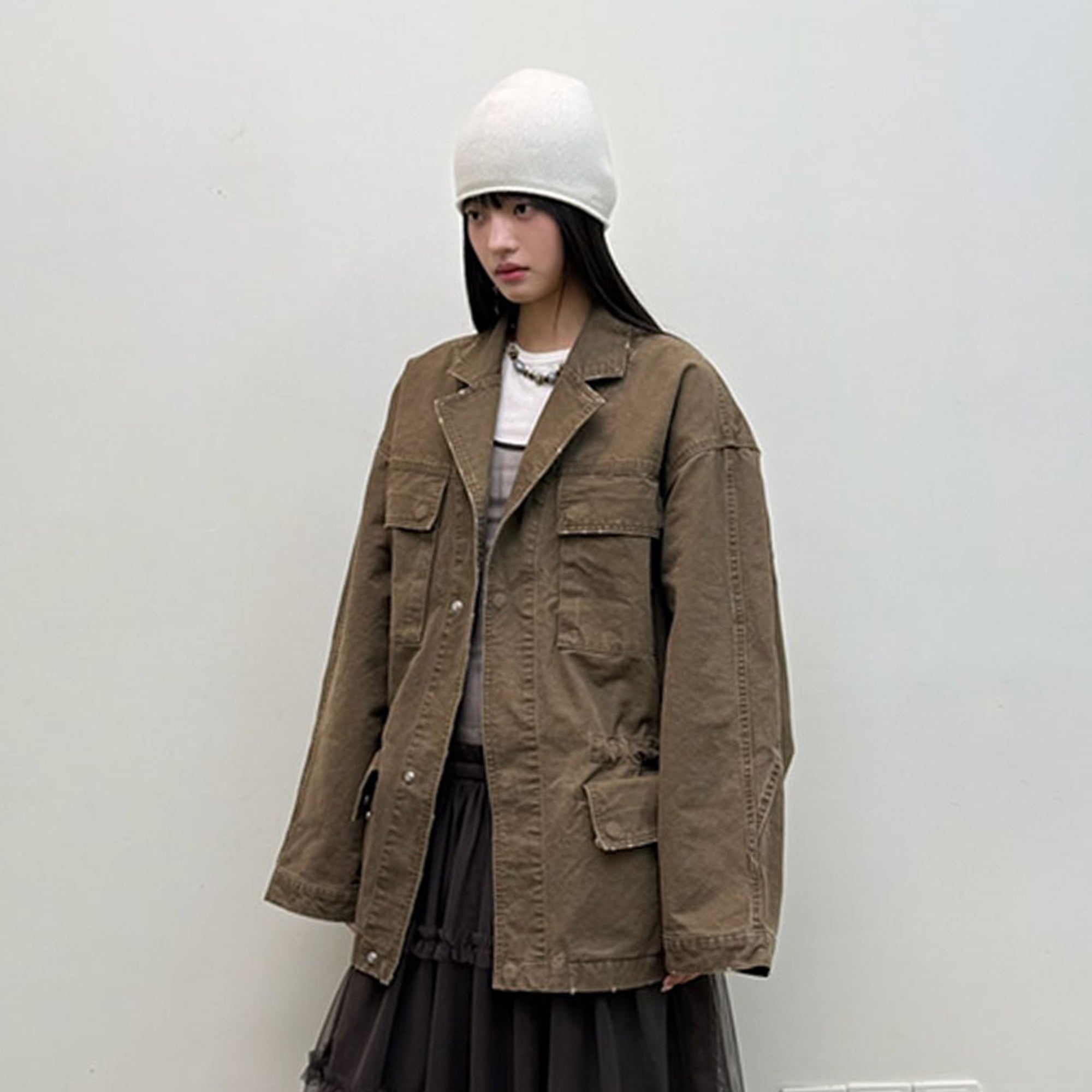 NEVERSEEZ Drawstring-Waist Utility Jacket