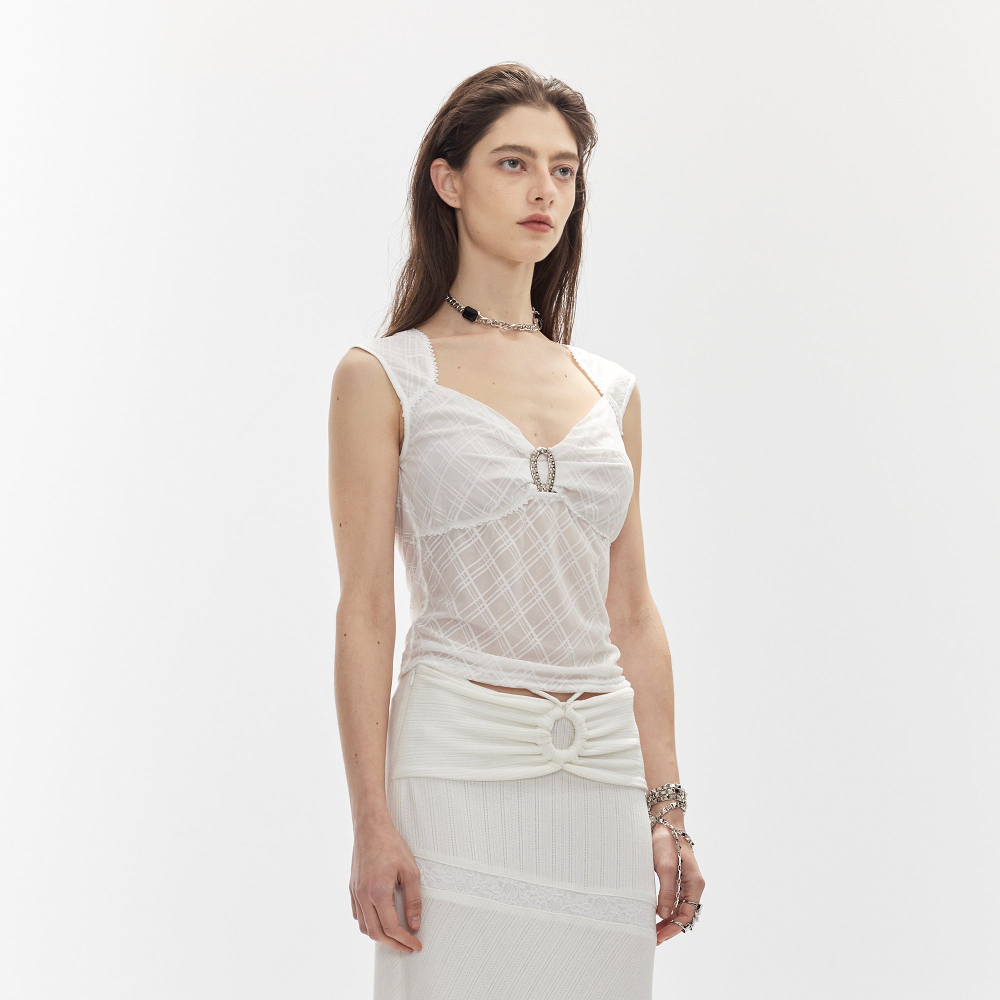 JIUWU PARK Argyle Paneled Ring Detail Top