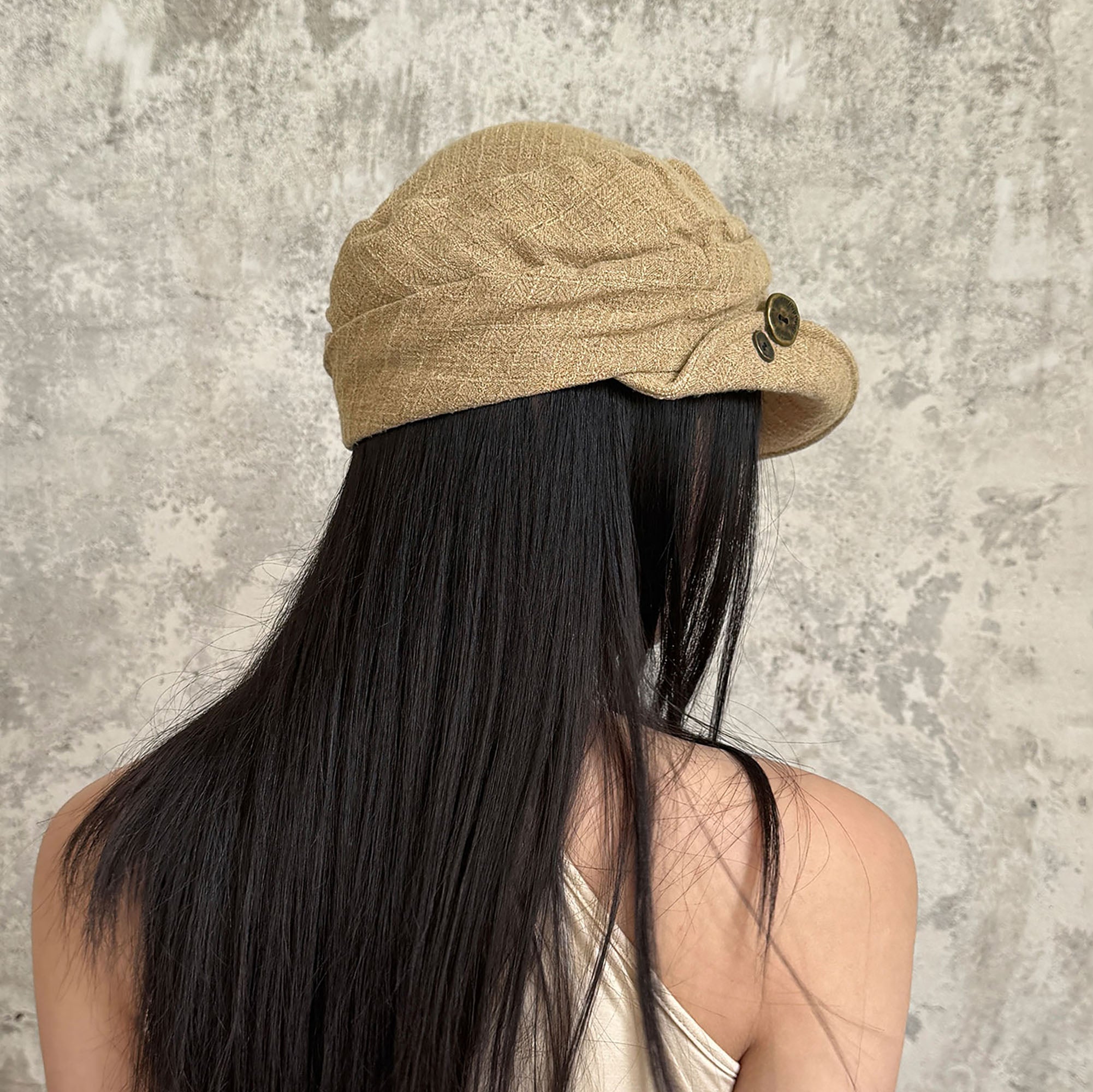RIDK Folded-Hem Textured Newsboy Cap
