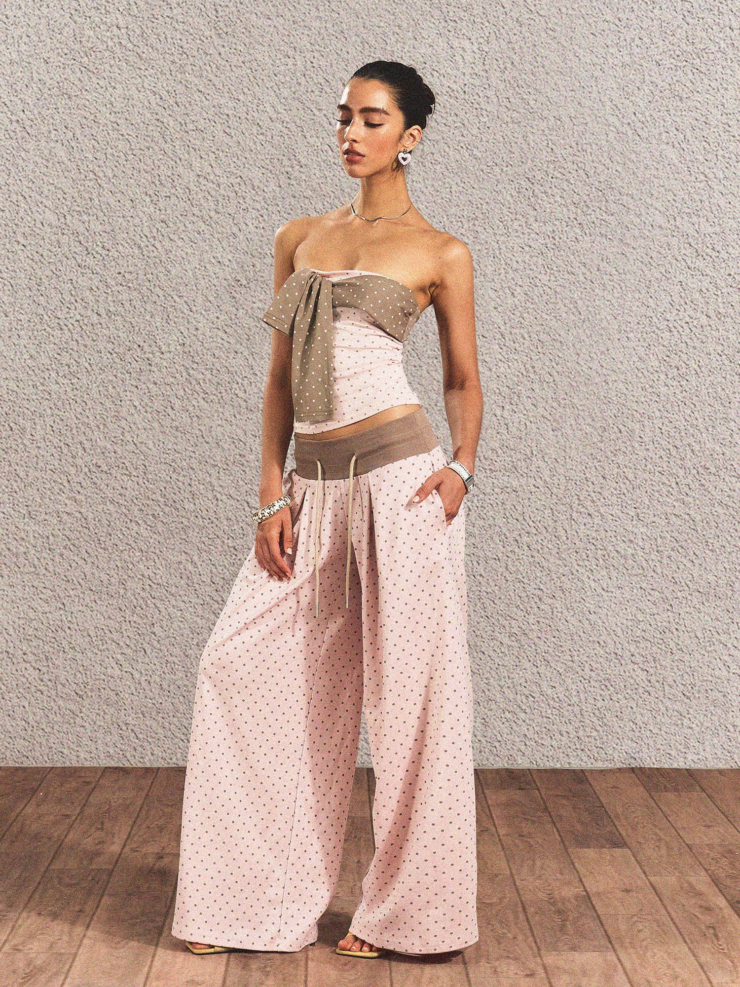 THE NEVERMORE Polka Dot Chest Knot Tube Top