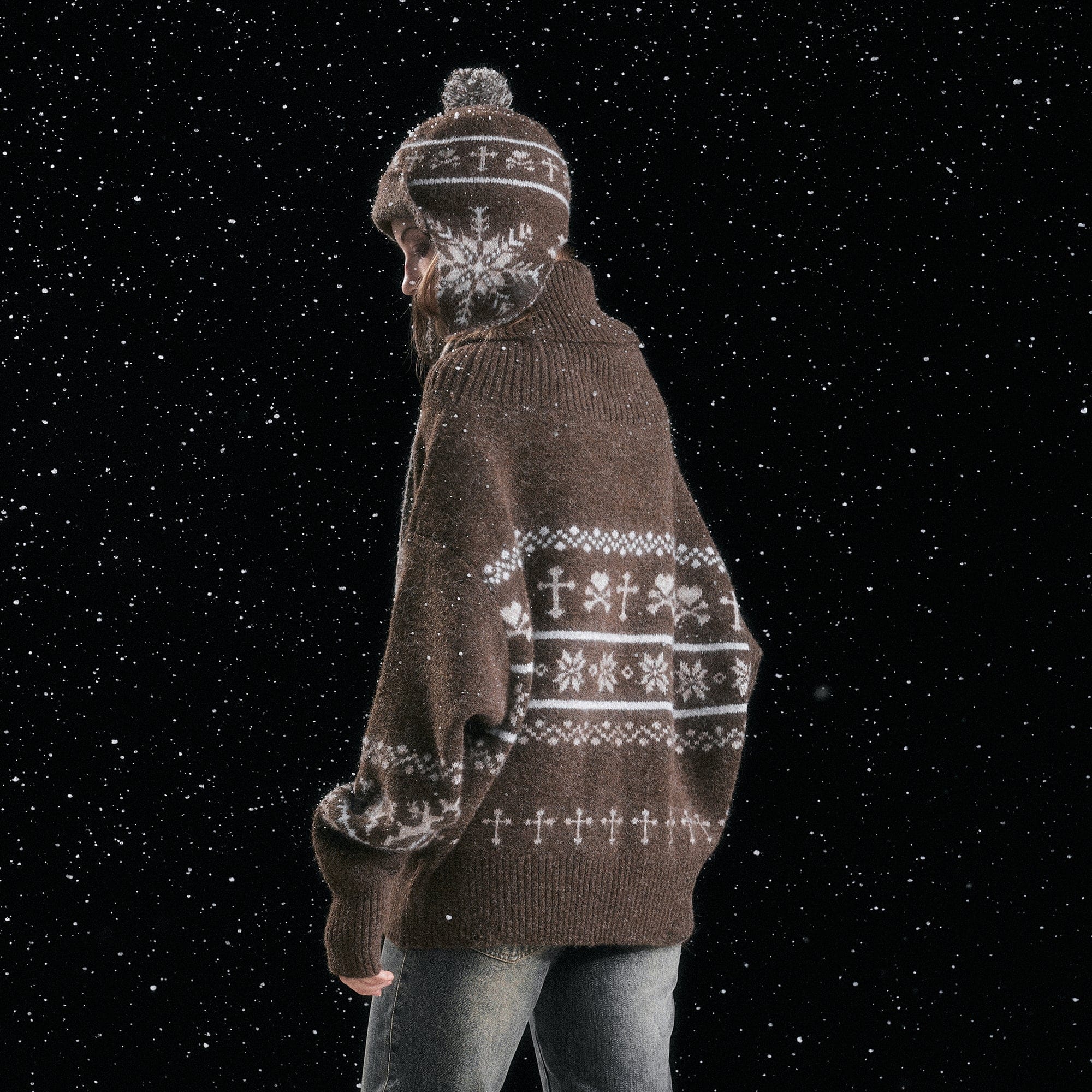 CESTNOUS Fair Isle Slouchy Oversized Sweater