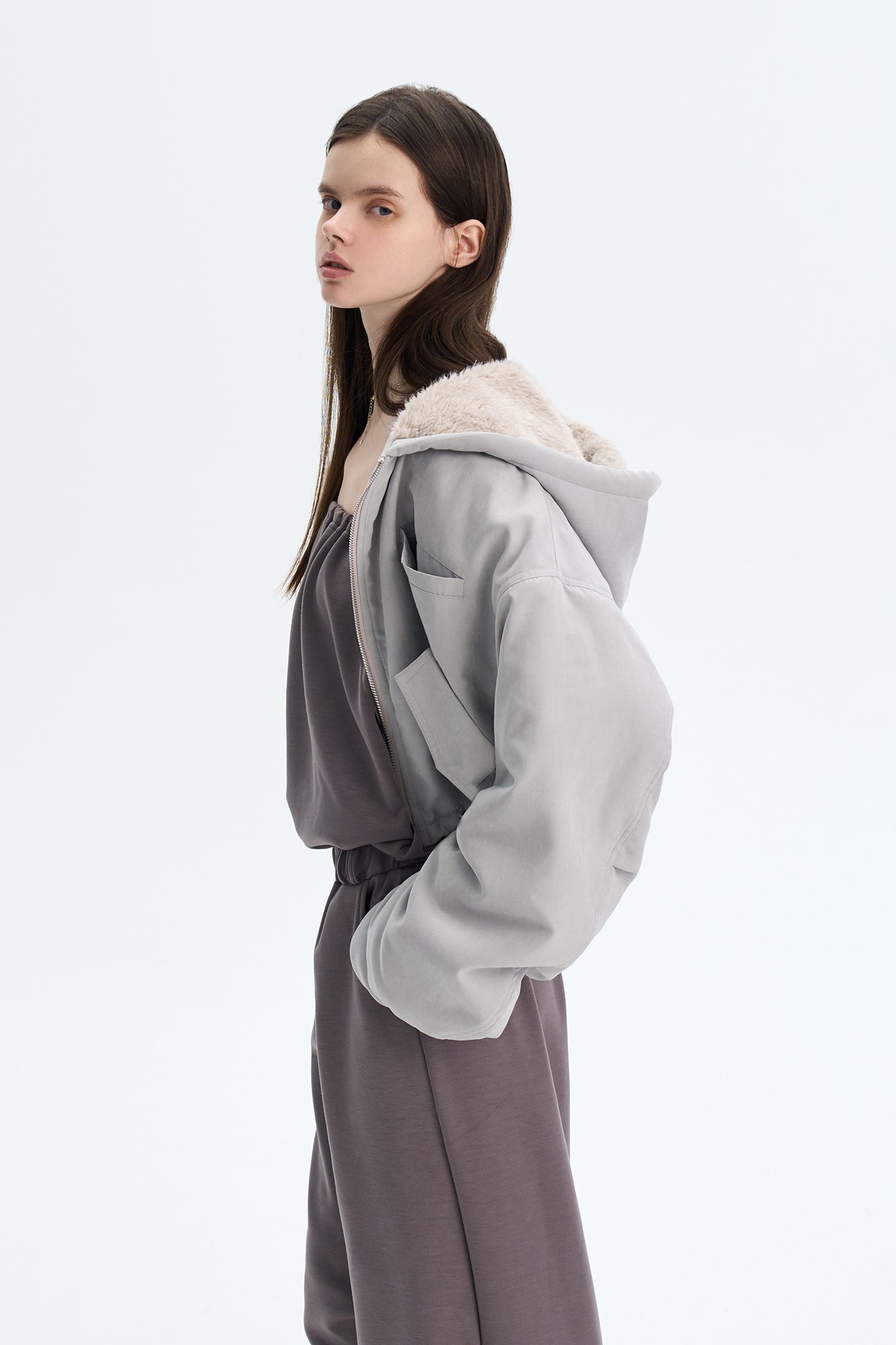 THE NEVERMORE Faux Fur Lined Cropped Parka