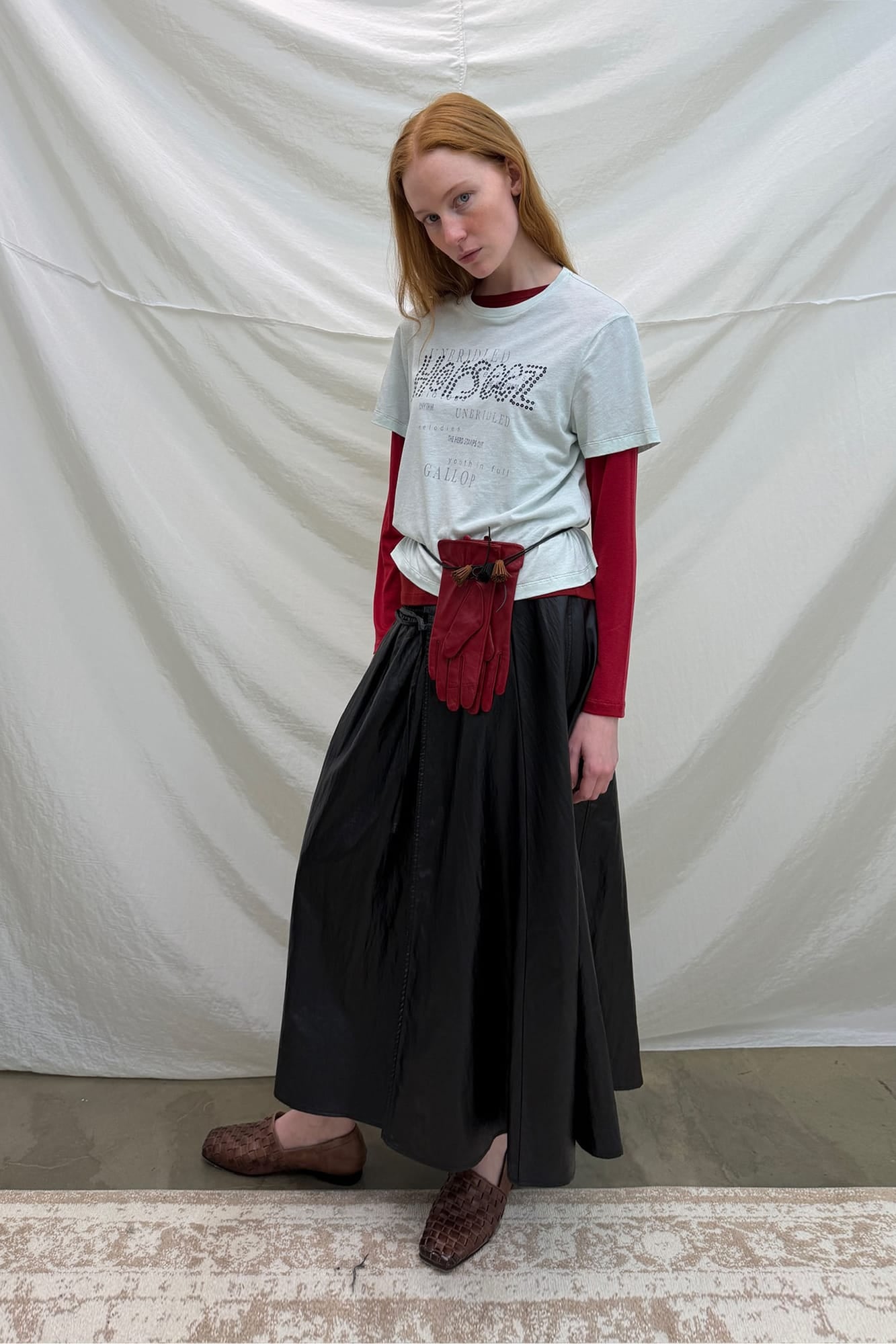NEVERSEEZ Faux-Leather Lace-Up Wrap Maxi Skirt