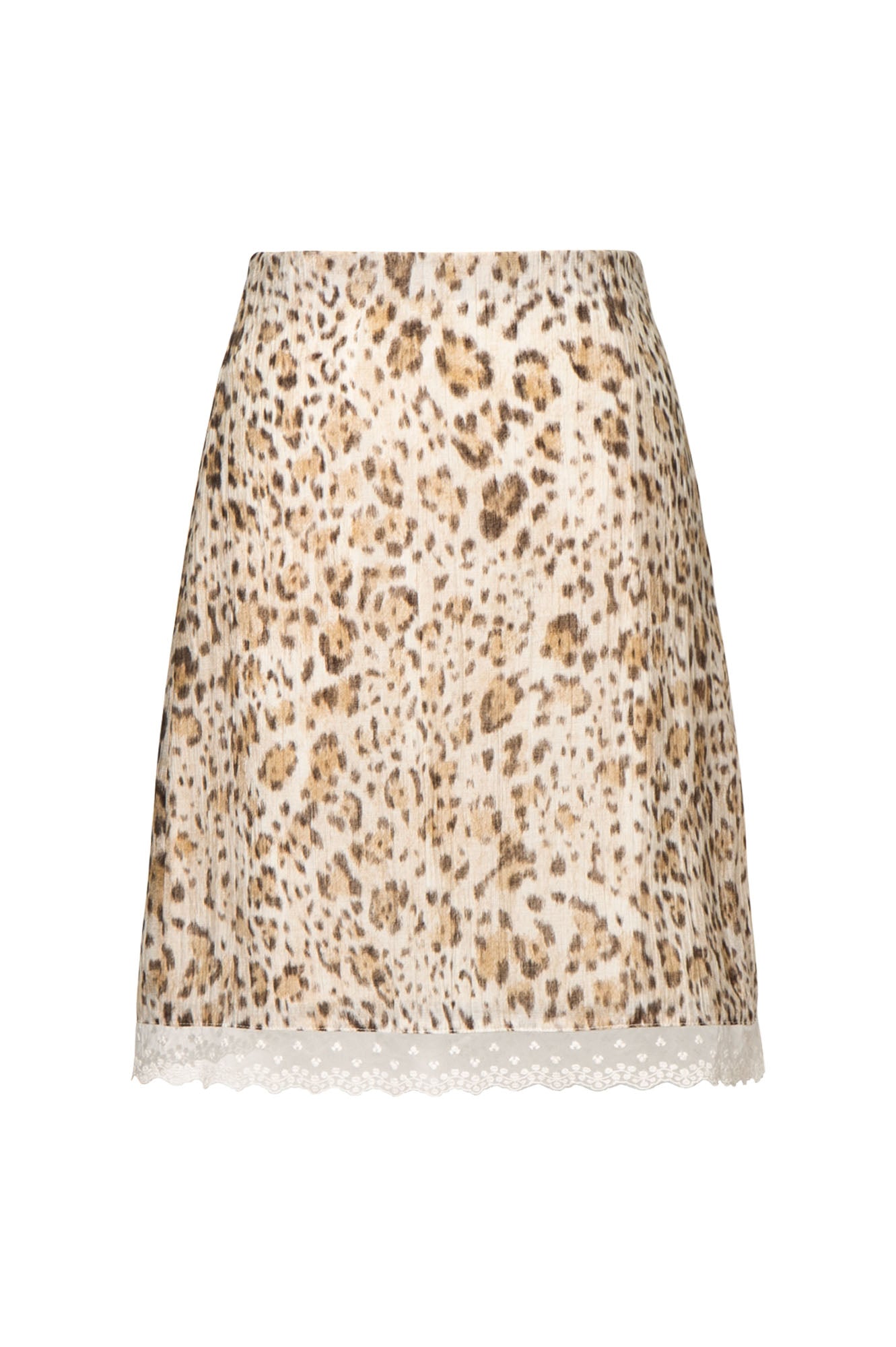 LEONSENSE Leopard Lace-Trim Mini Skirt