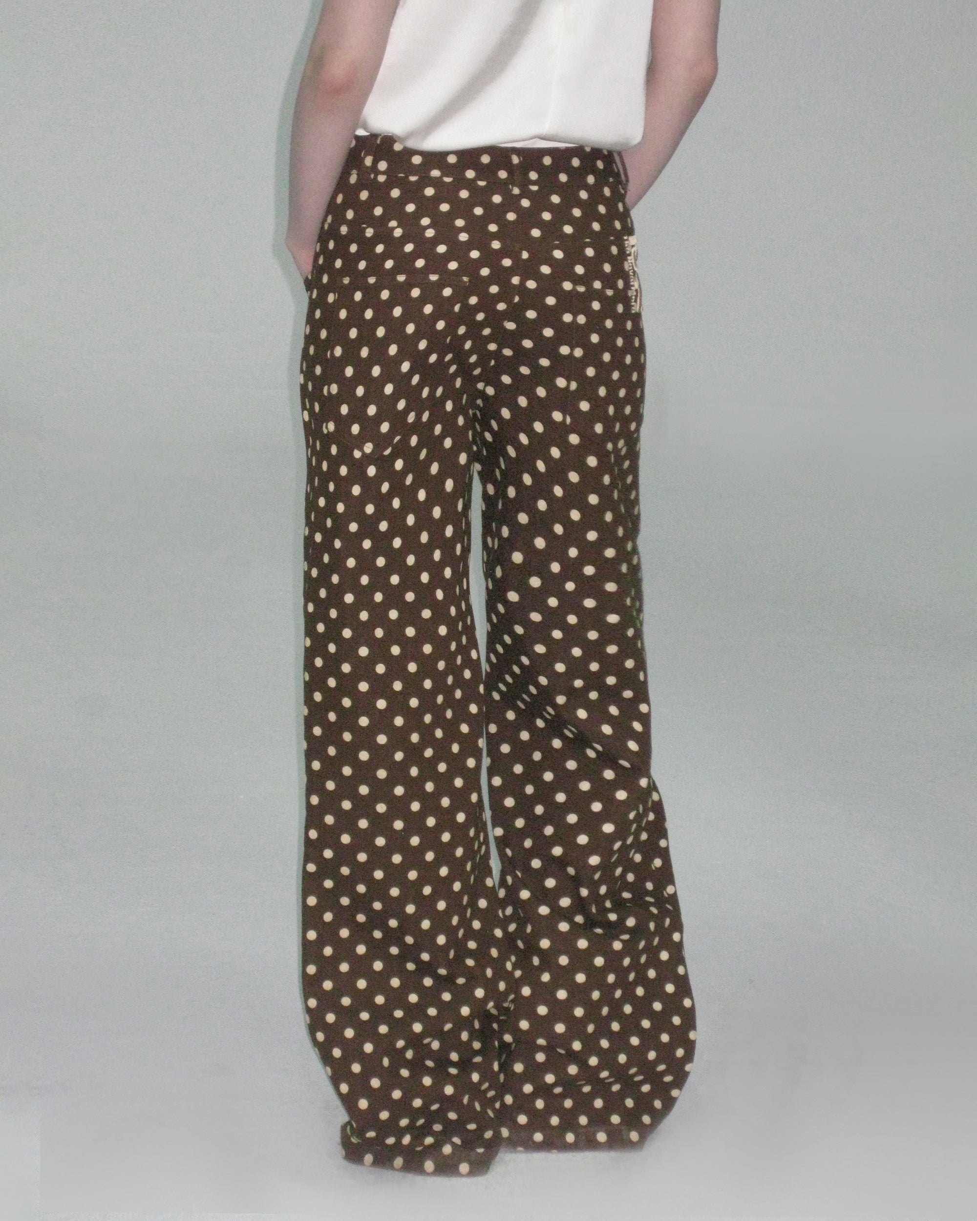 THE NEVERMORE Retro Polka Dot Embroidered Wide-Leg Pants